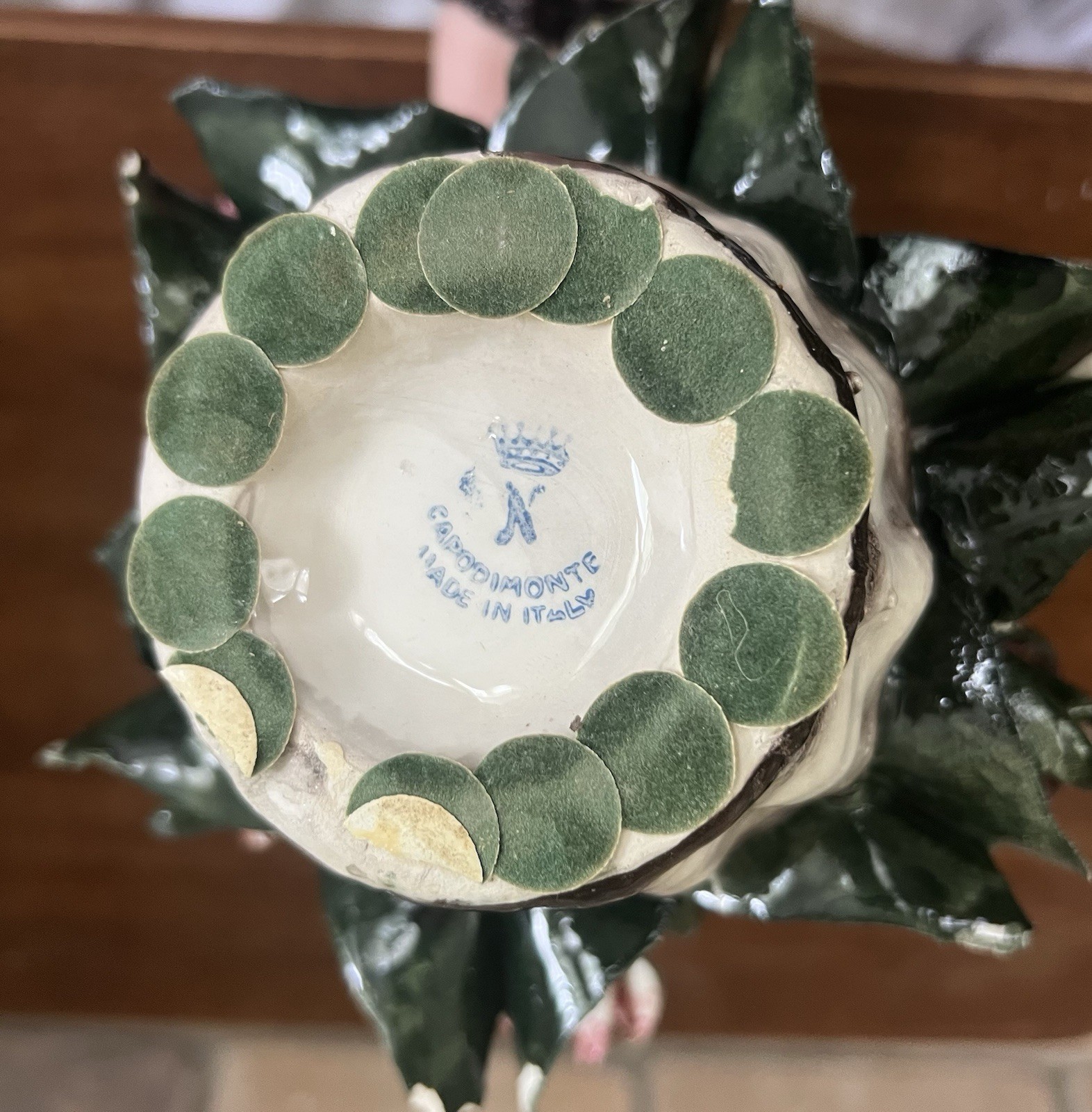 Stamped Vintage Capodimonte Italy Porcelain Floral Arrangement Centerpiece 7.5”