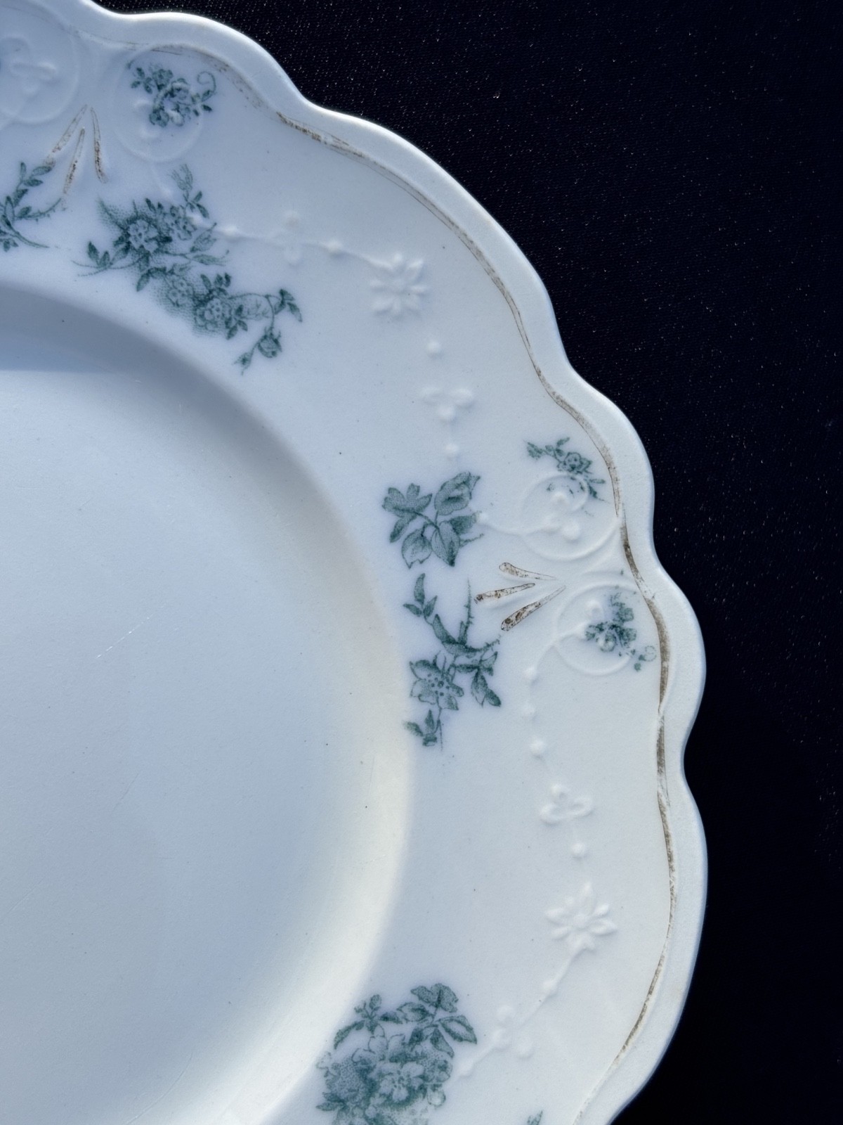 W.H. Grindley Co. England Teresa Teal Green Scalloped Edge 7″ Dessert Plate VGUC