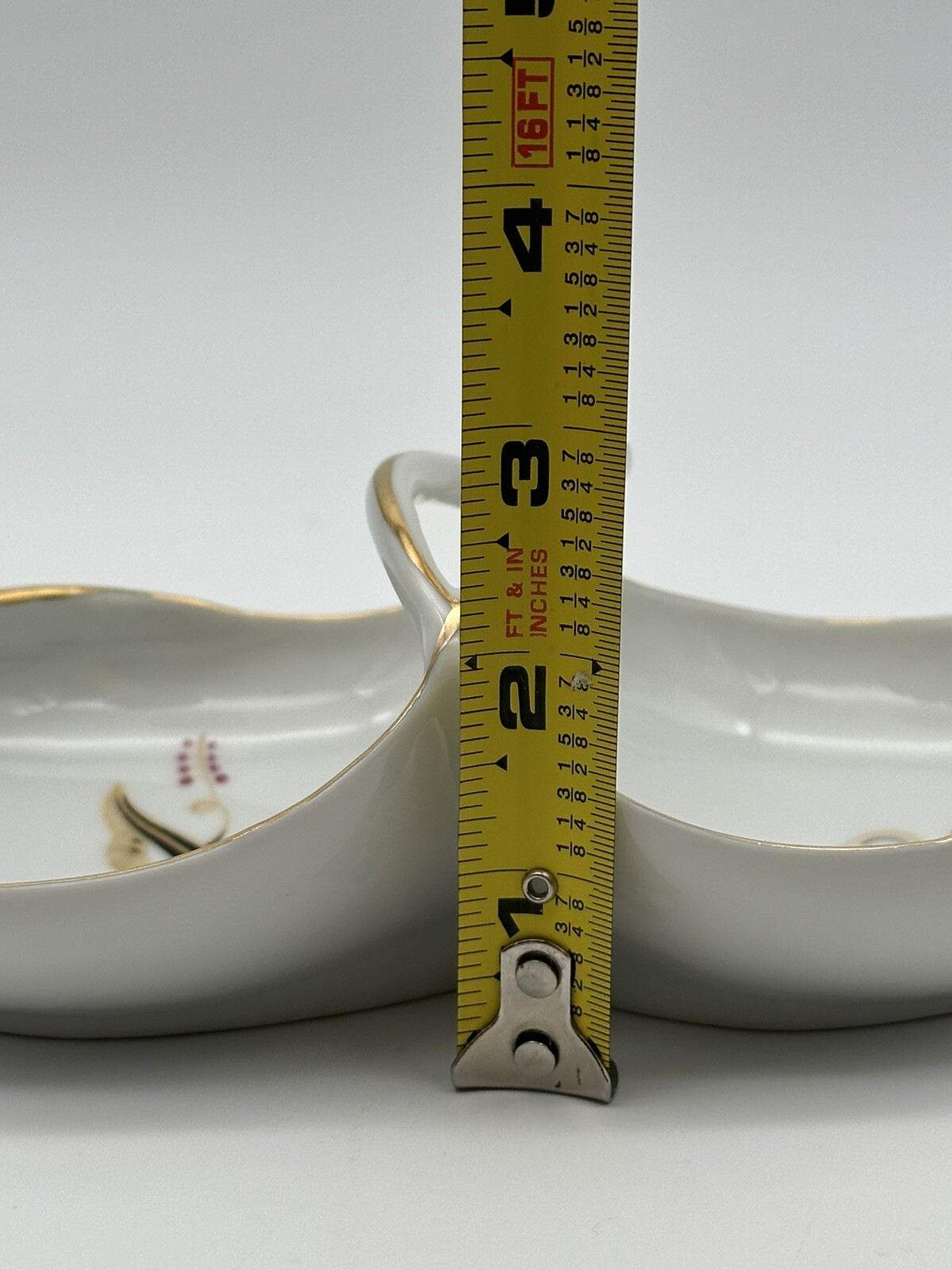 MCM Divided Serving Dish Candy/Nut Dish With Handle And Gold Trim