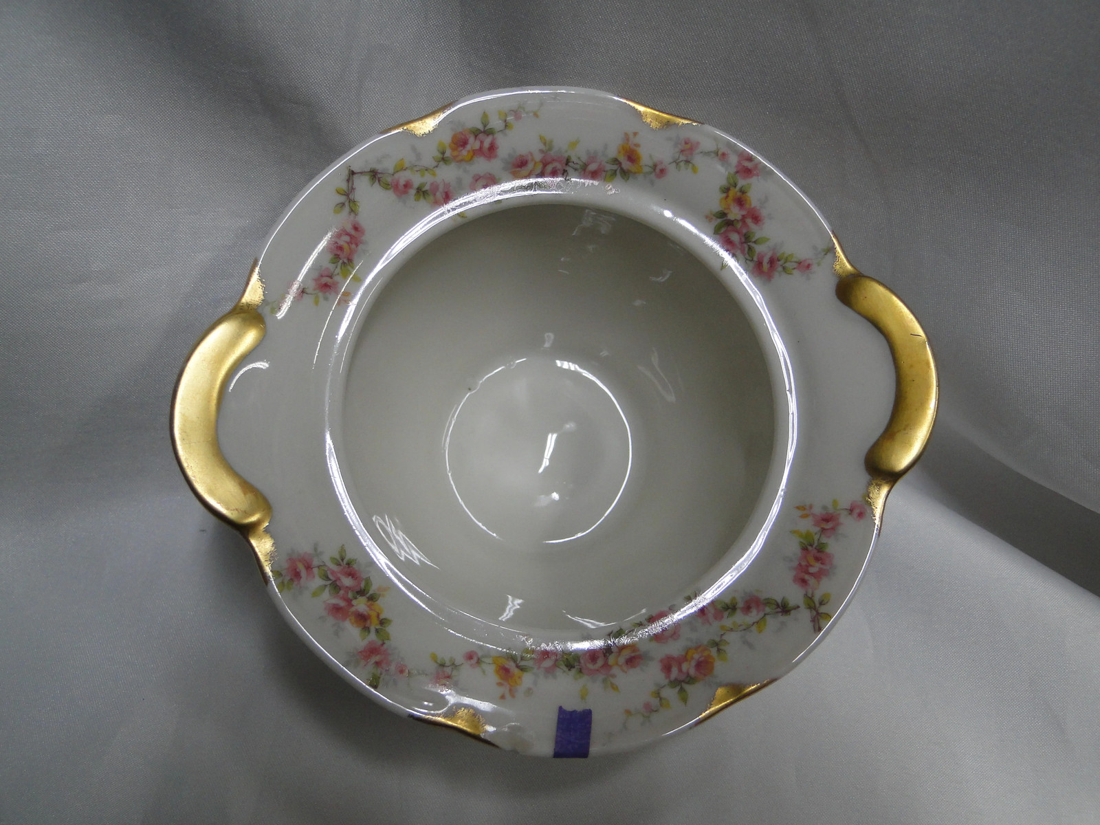 Haviland (New York) Varenne, Pink Flower Swags: Sugar Bowl & Lid, 3 5/8″, As Is