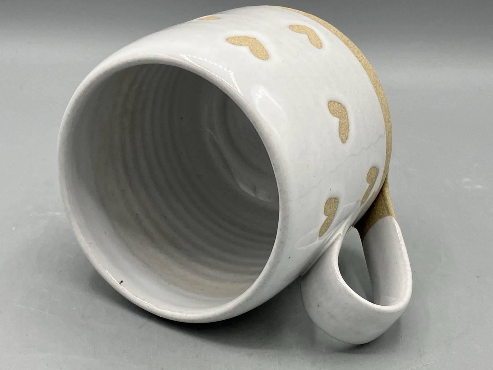 Farmhouse Pottery Confetti Heart Mug Cup American Stoneware White 12 oz EUC