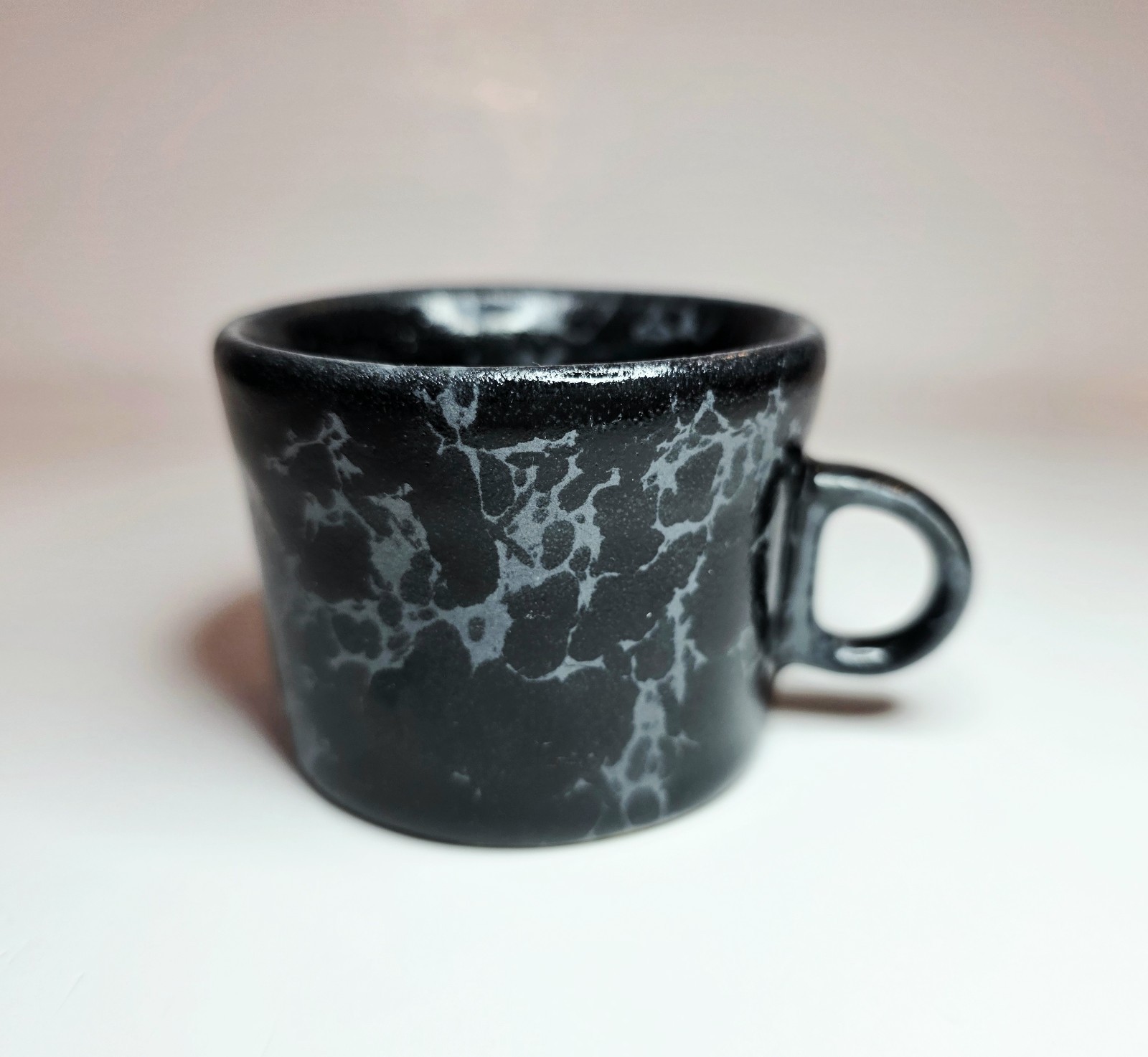 Rare Vintage Bennington Potters Black Agate Espresso Cup Saucer Set #1675 #1676