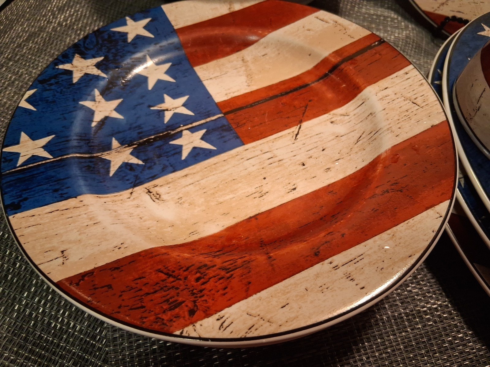 Vtg Warren Kimble Sakura Colonial 16 Pc Stoneware Set 1997 American Flag Euc