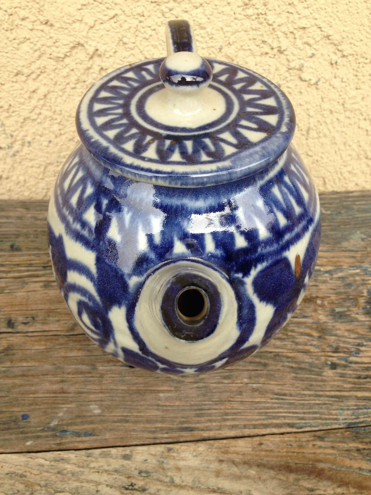 SALT GLAZE CERAMIC EARTHENWARE STONEWARE HANDCRAFTED TEAPOT BLUE & GRAY