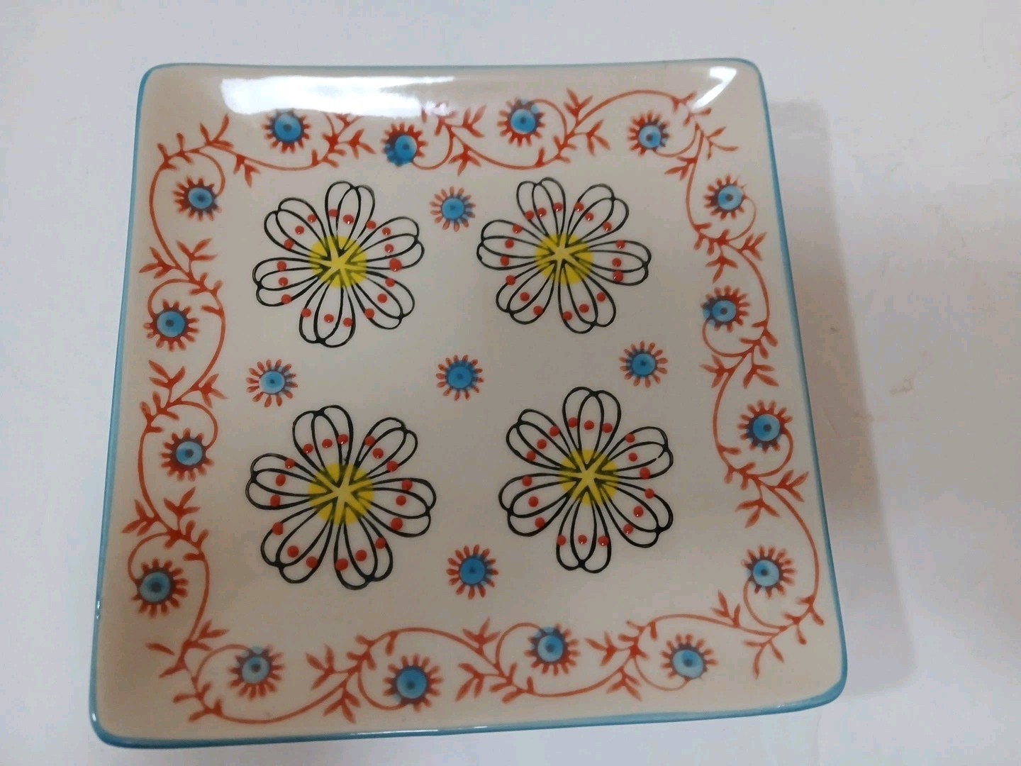 New Yokohama Studio Mug Plate/Saucer Hand Painted Lt Blue Yellow Raised Design