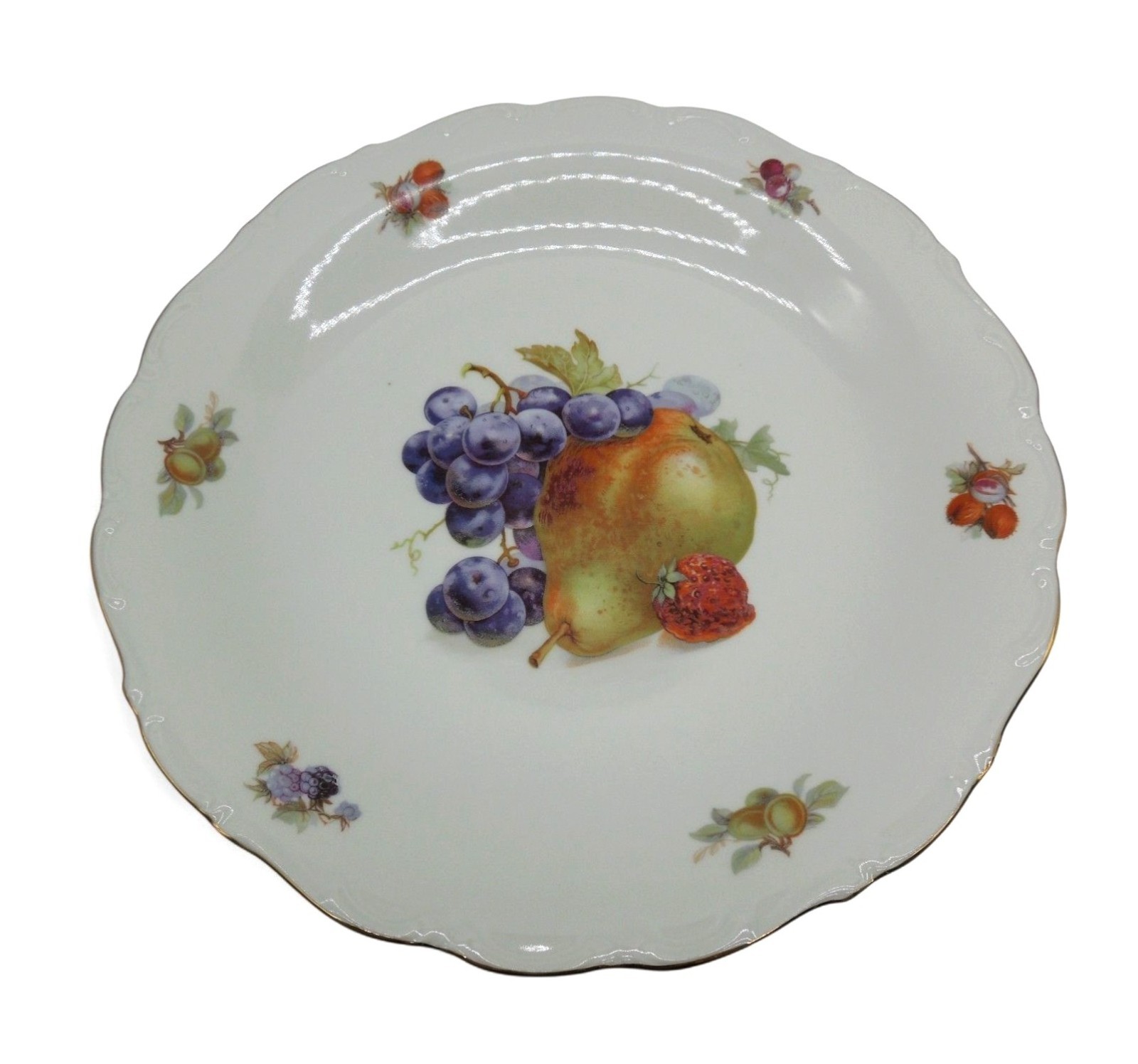 Vintage Schumann Bavaria Germany Fruit Plate Gold Trim Decorative Platter 12″