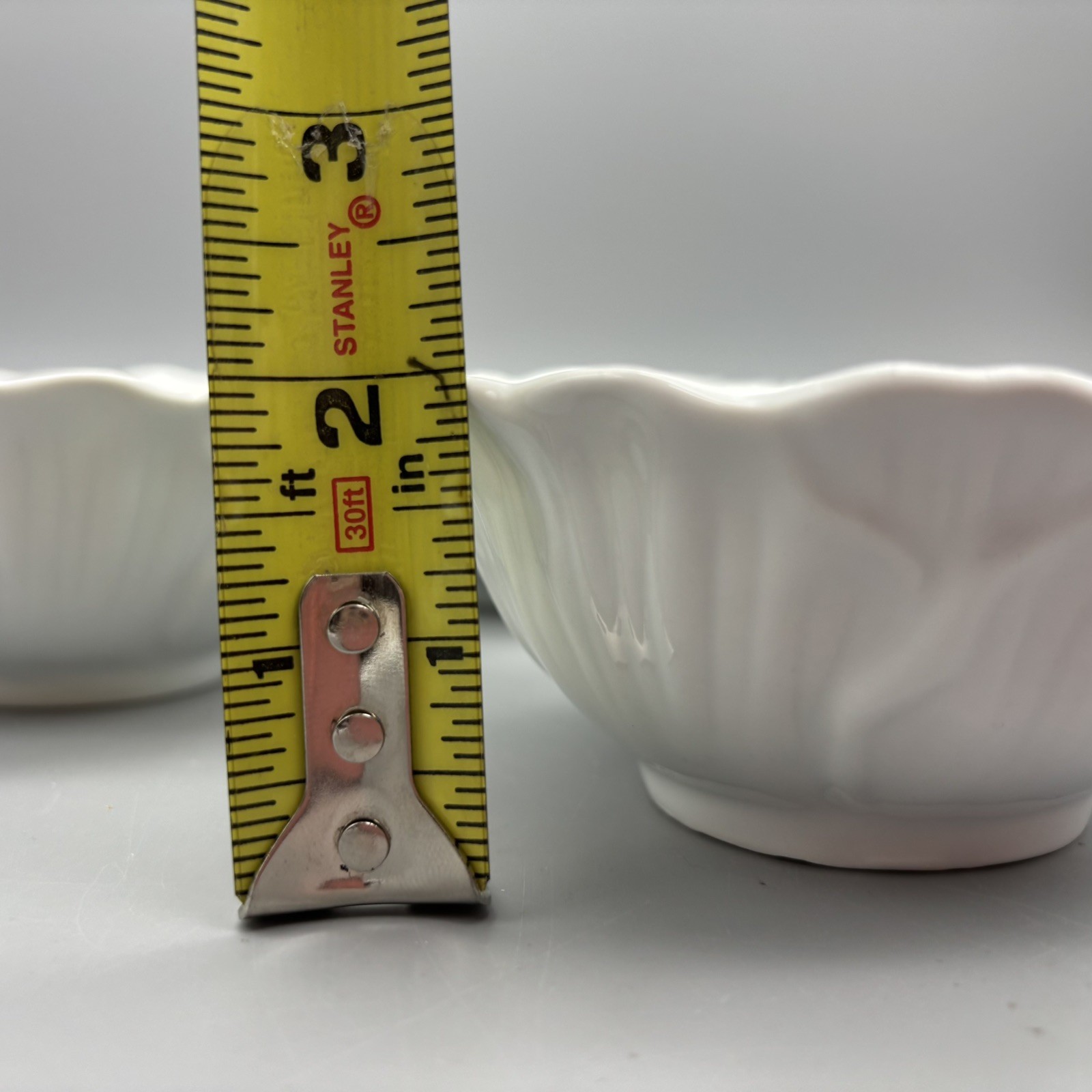 Pier 1 Imports Poppy Flower 4.5” Small White Porcelain Tulip Bowl Set of 4 Bowls
