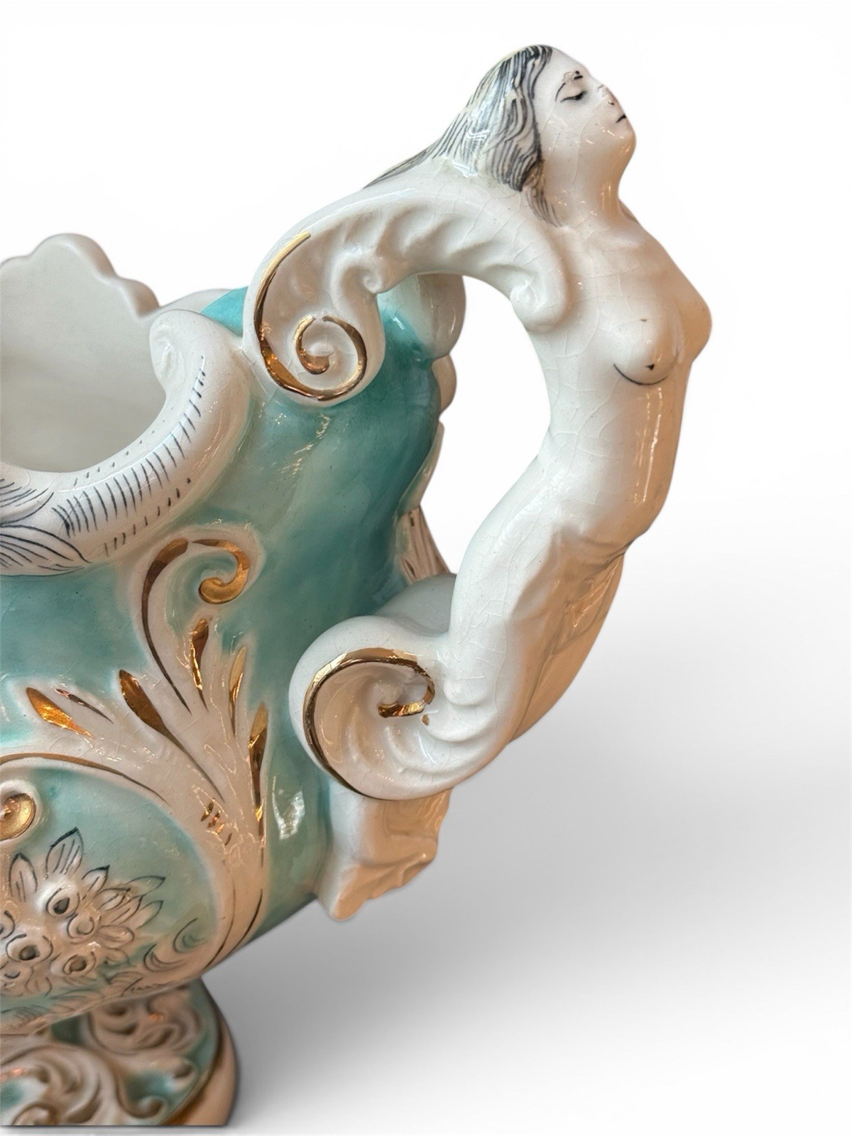 Very Rare Ardalt Capodimonte Mermaid Cherub Italian Porcelain Centerpiece Bowl