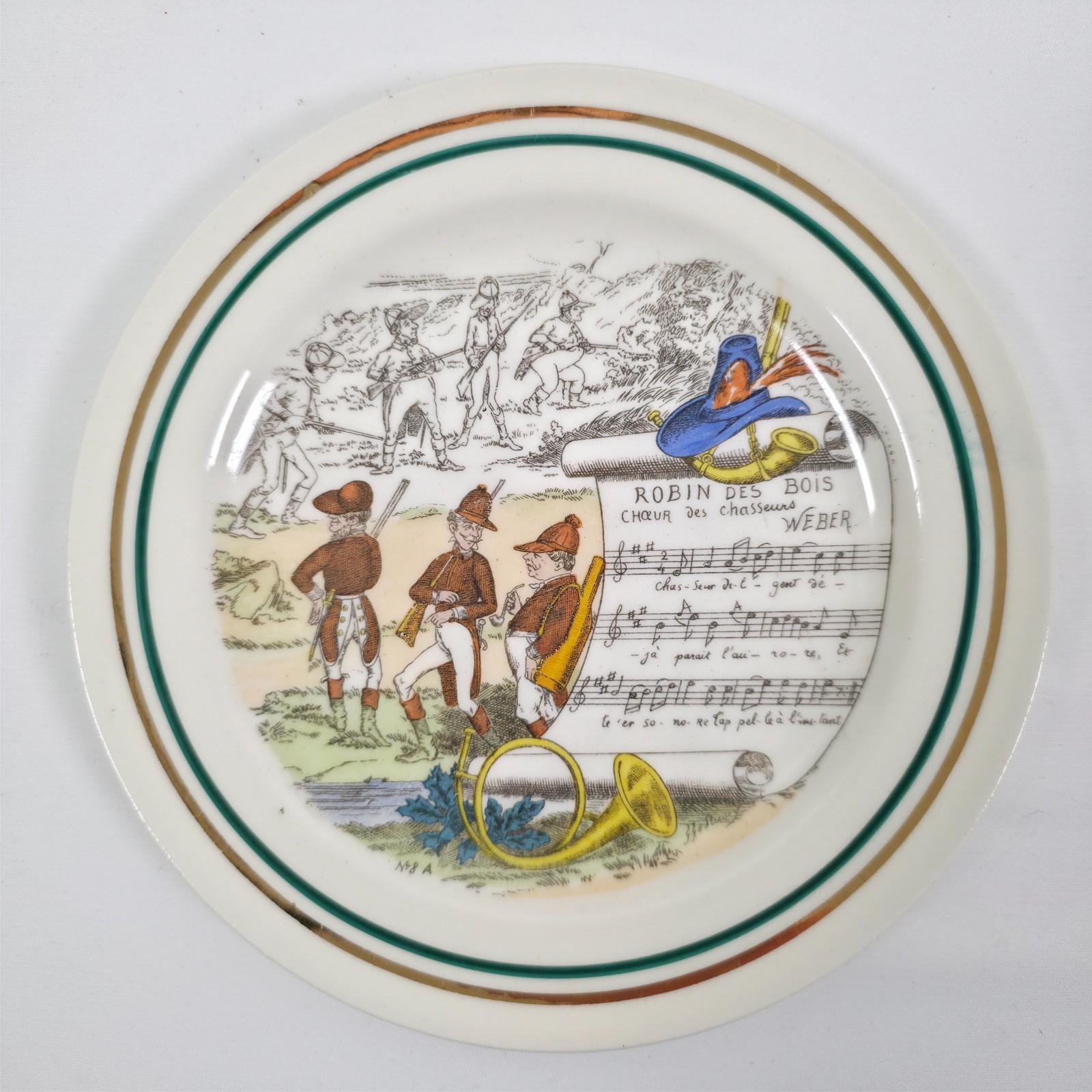 Set of 6 PV Parry Vieille French Opera Transferware Plates Hand Colored