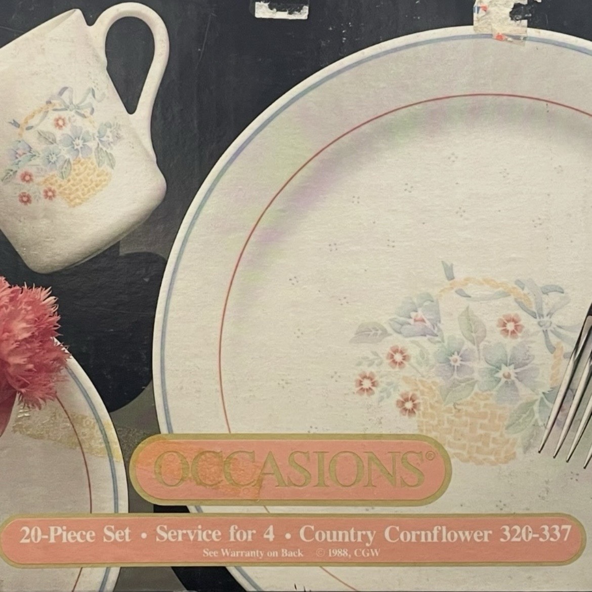 Corelle by Corning 20pc NOS Occasions Country Cornflower Dinnerware Set 1988-93