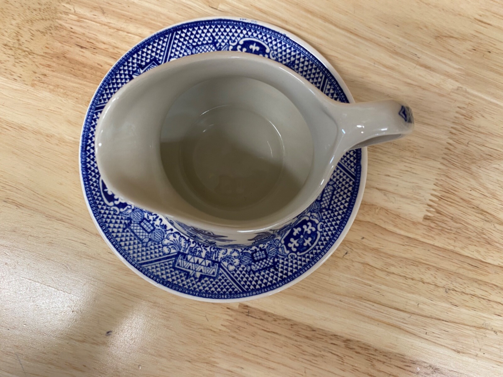 Old Willow English Ironstone Tableware Creamer and saucer Vintage