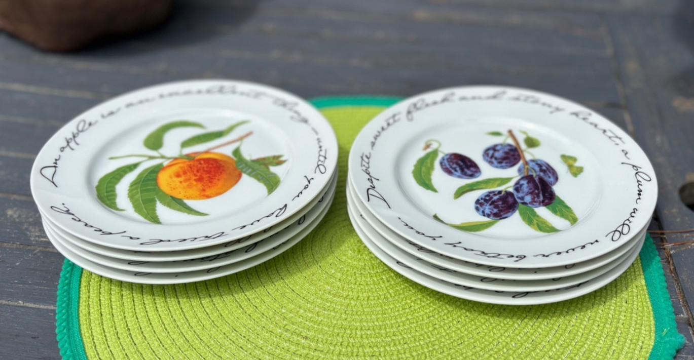 (8) Williams Sonoma Orchard Suite Dessert Plates~ 7.75″~Japan~ Vintage~Excellent