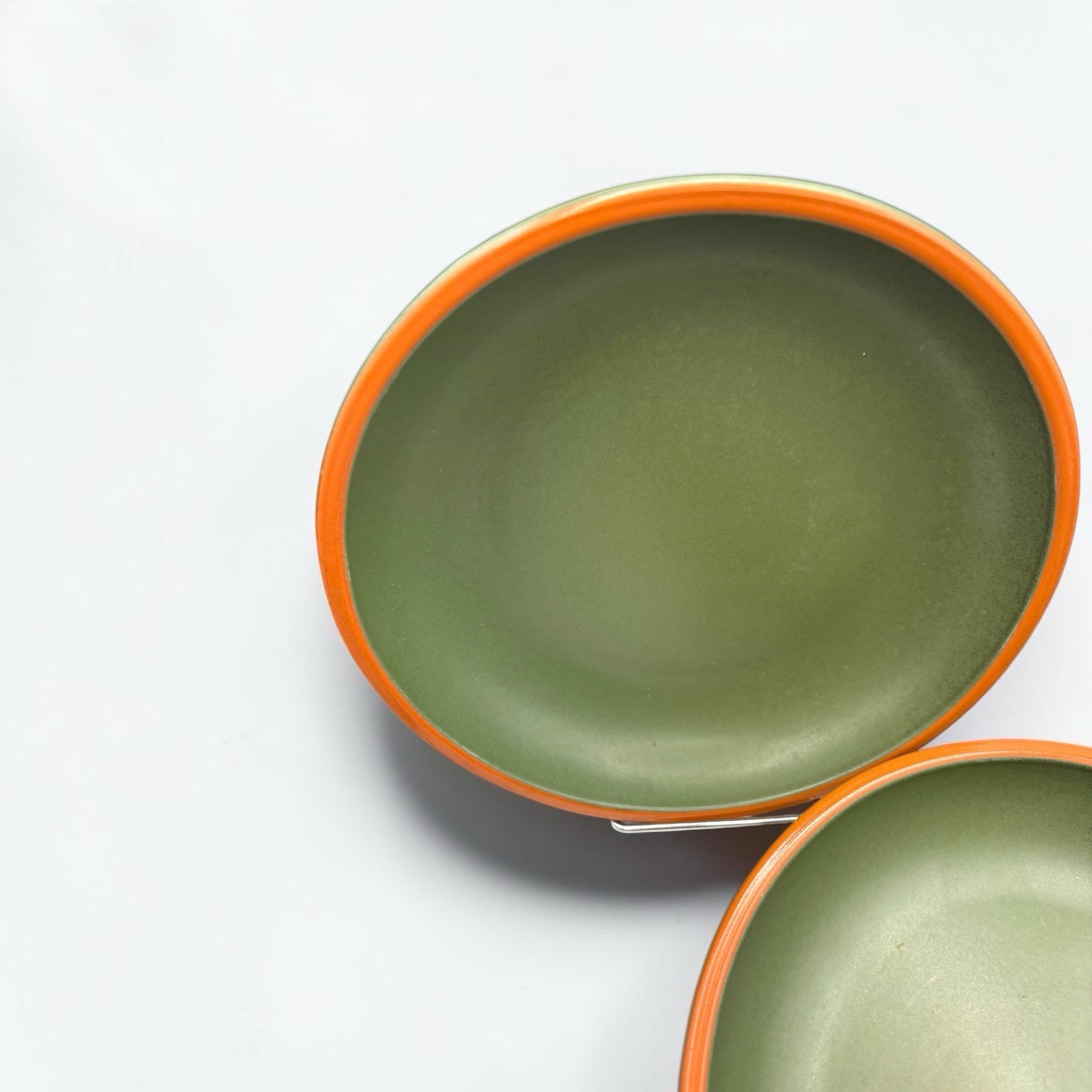Casa Verde WSP Set Of 2 Stoneware 7.5” Bowls Terracotta w/ Green Glaze EUC HTF