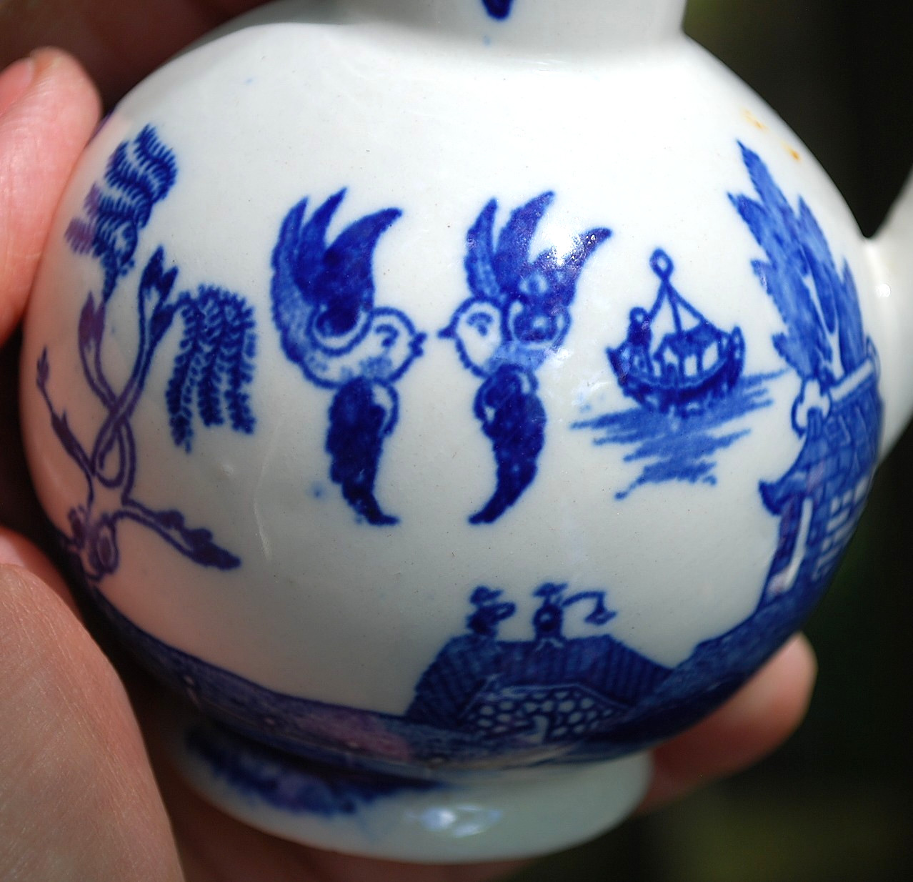 Vtg Set 2 BLUE WILLOW Oil & Vinegar Cruets OLD STYLE Japan w Label 5″ ASIAN Exc