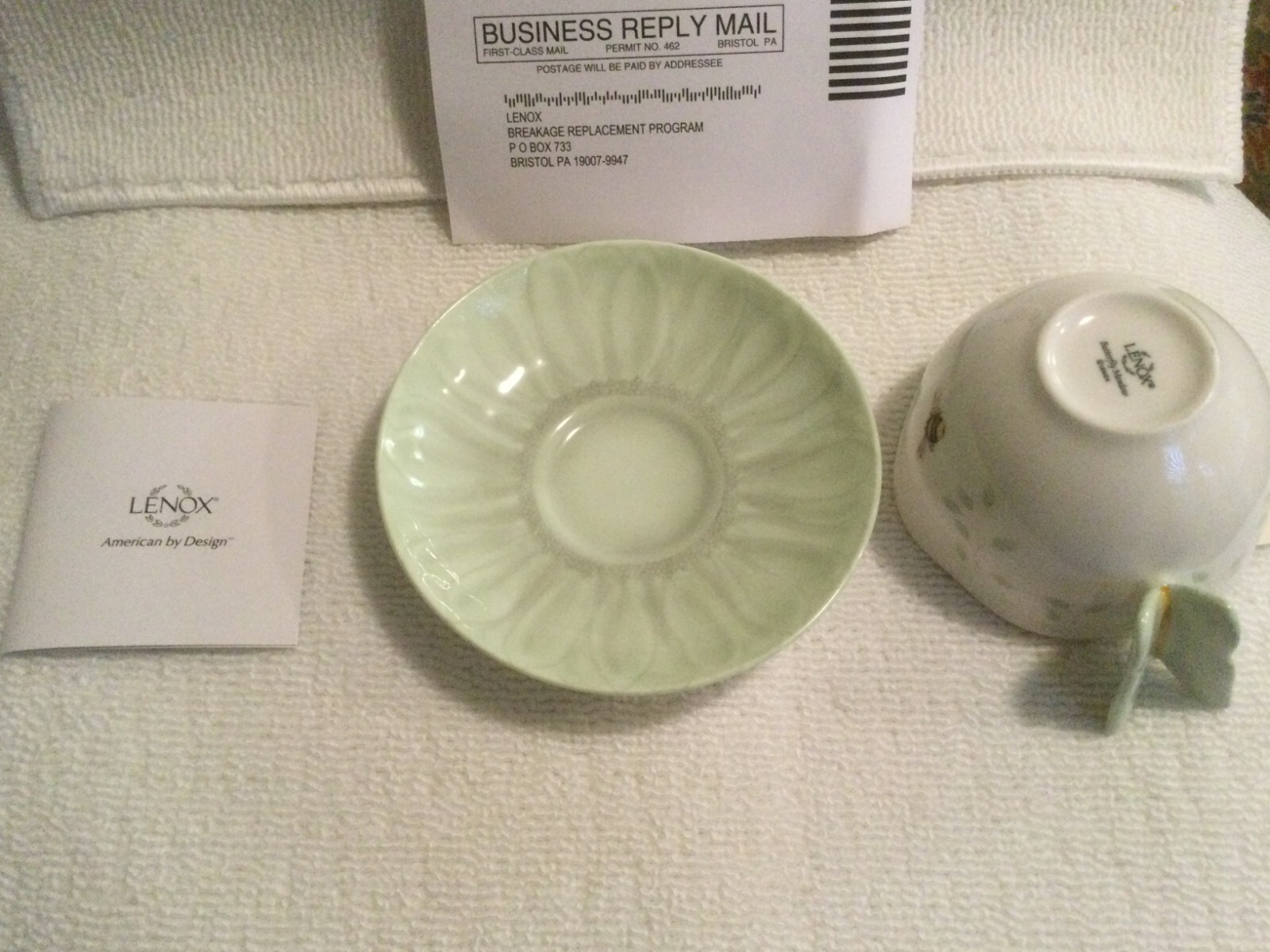 (2) Lenox Teacup Butterfly Meadow Handle Coffee Cup Mug w/ a Bumble Bee