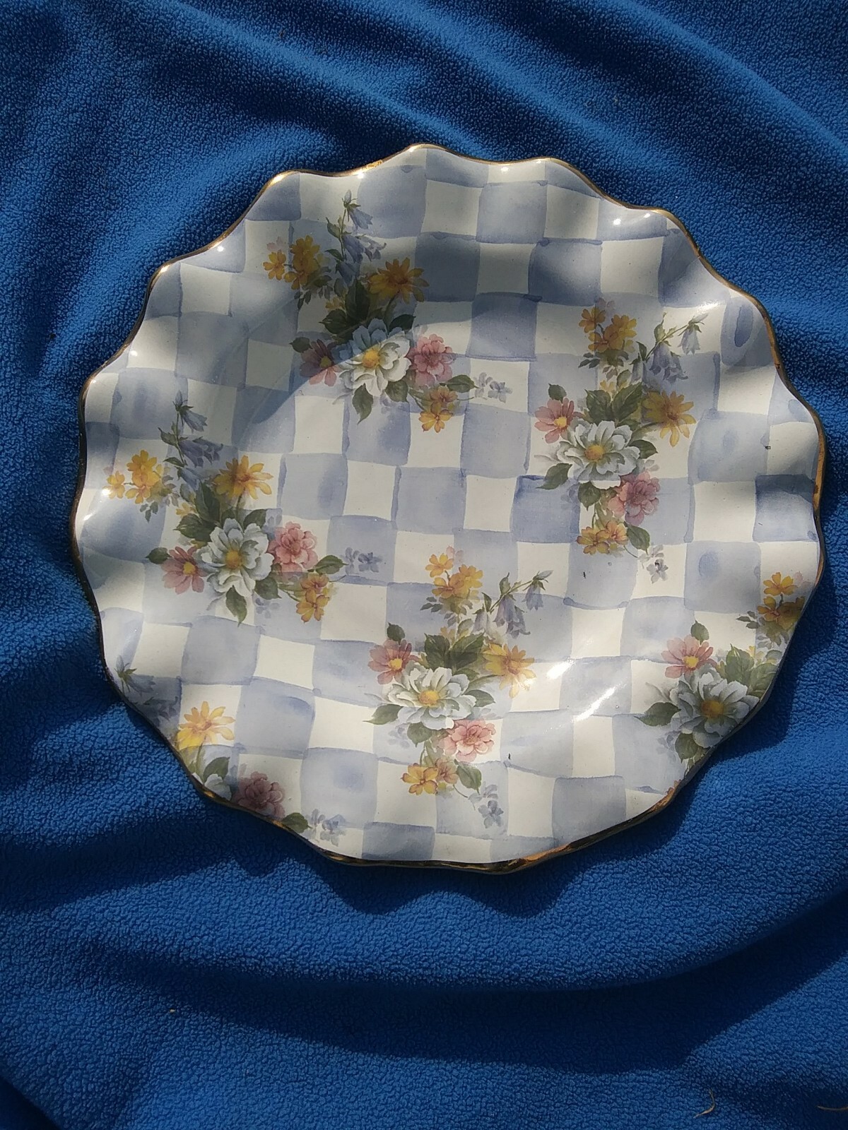 Mackenzie Childs morning glory 11″ DINNER PLATE FLUTED gold MACKENZIE McKenzie