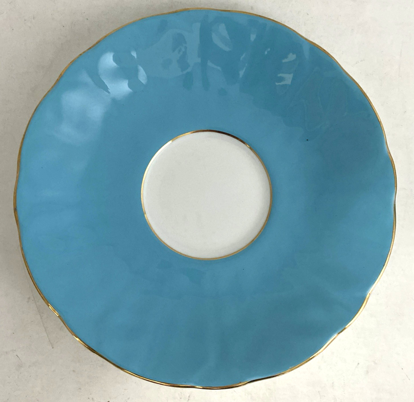 2- Aynsley Pembroke Teacups And Saucers Rust And Blue w/ Gold Trim