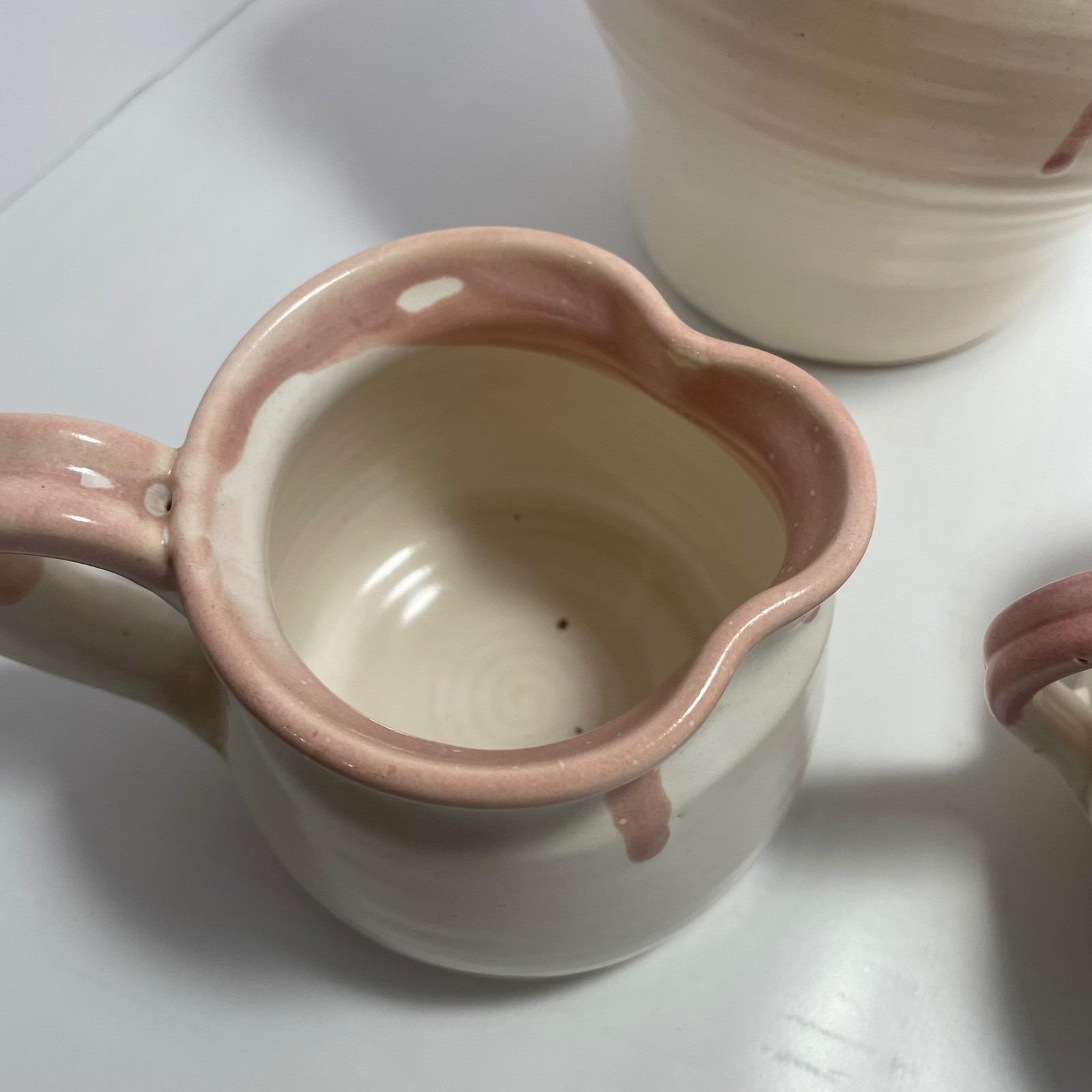 Bear Pottery Studio Pink Drip Glaze Pitcher Creamer Handmade Wisconsin Studio