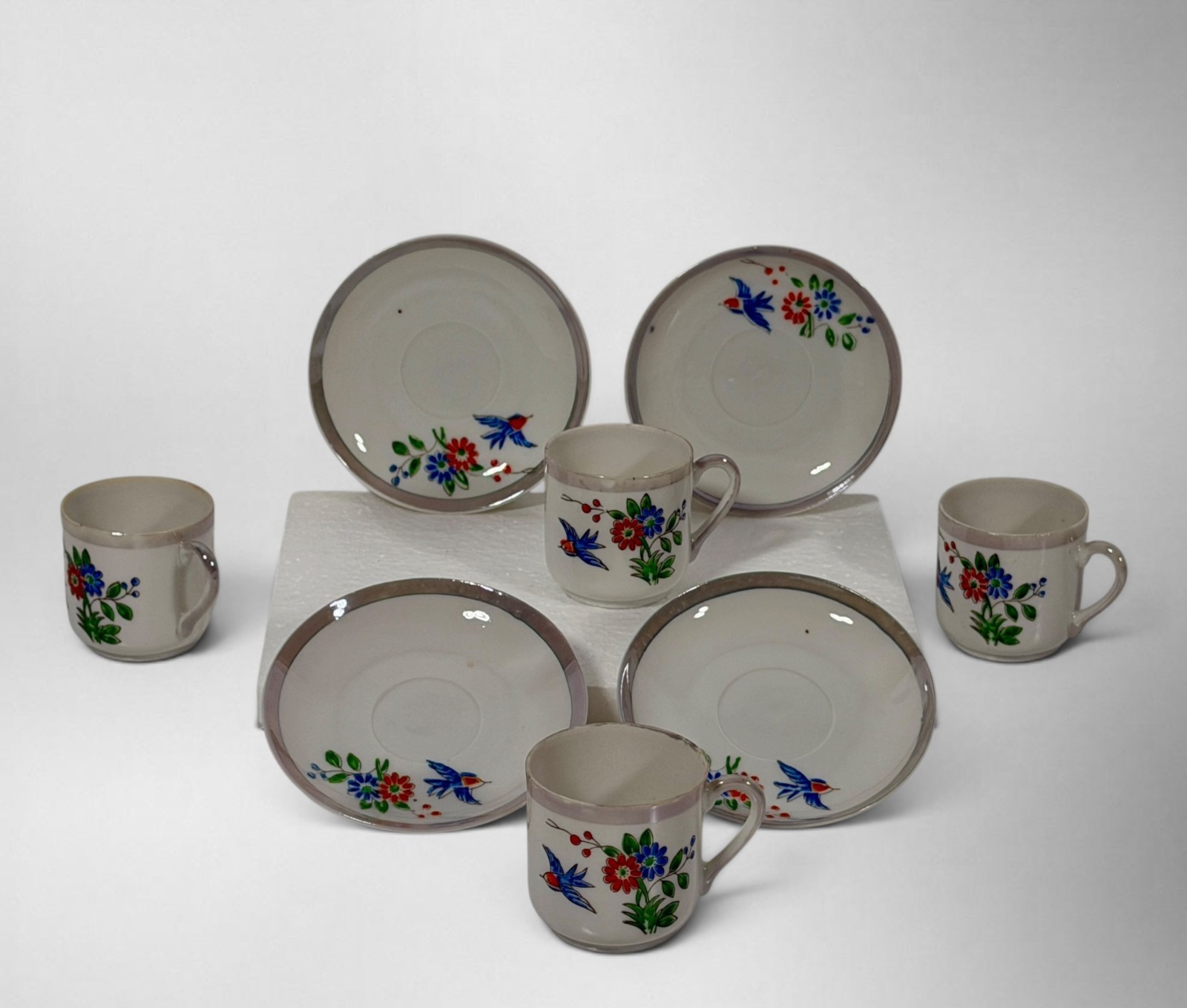 Vtg Crockery Importers Newington CT Occupied Japan Demitasse Cup Saucer Set (4)