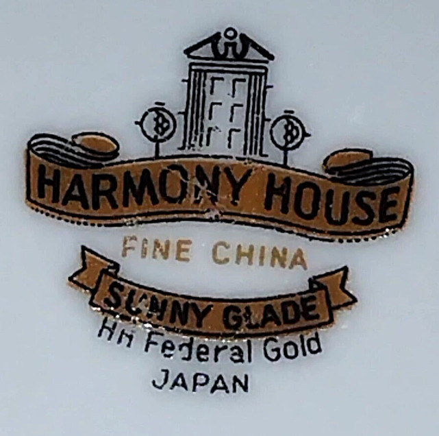 Japanese Harmony House Fine China Federal Platinum Gold Trim Sunny Glade 26 Pc