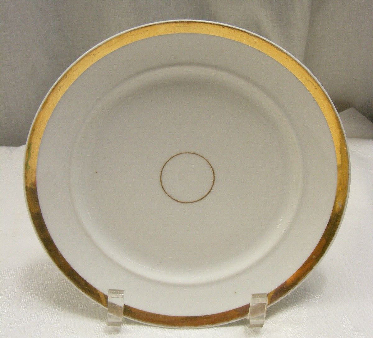 Vintage Lot 14 Pieces White Bowls Plates Cups China Gold Trim 8-C