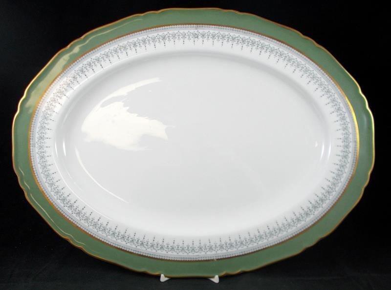 Royal Worcester Regency Green and Gray 15 Inch Oval Platter Z2730