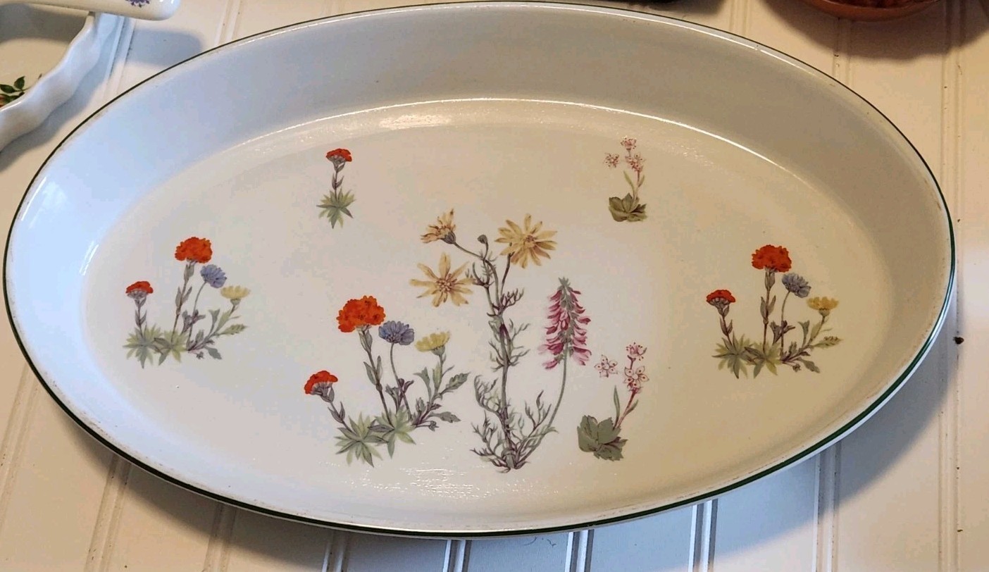 Philippe Deshoulieres Limoges Wildflower Oval Serving Platter 18″ France VTG