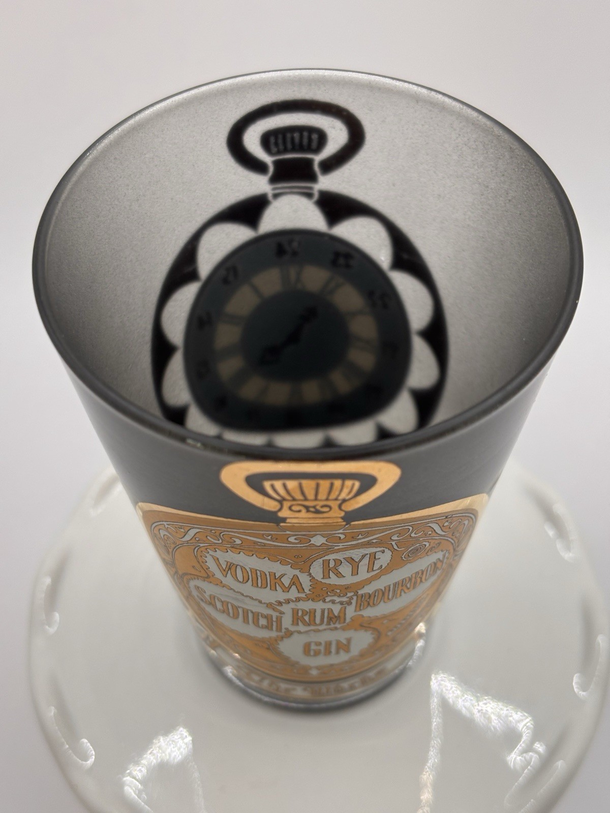 MCM Cocktail Pitcher /4 Tumblers / Stirrer “The Time Is Now” 22K Gold Pristine