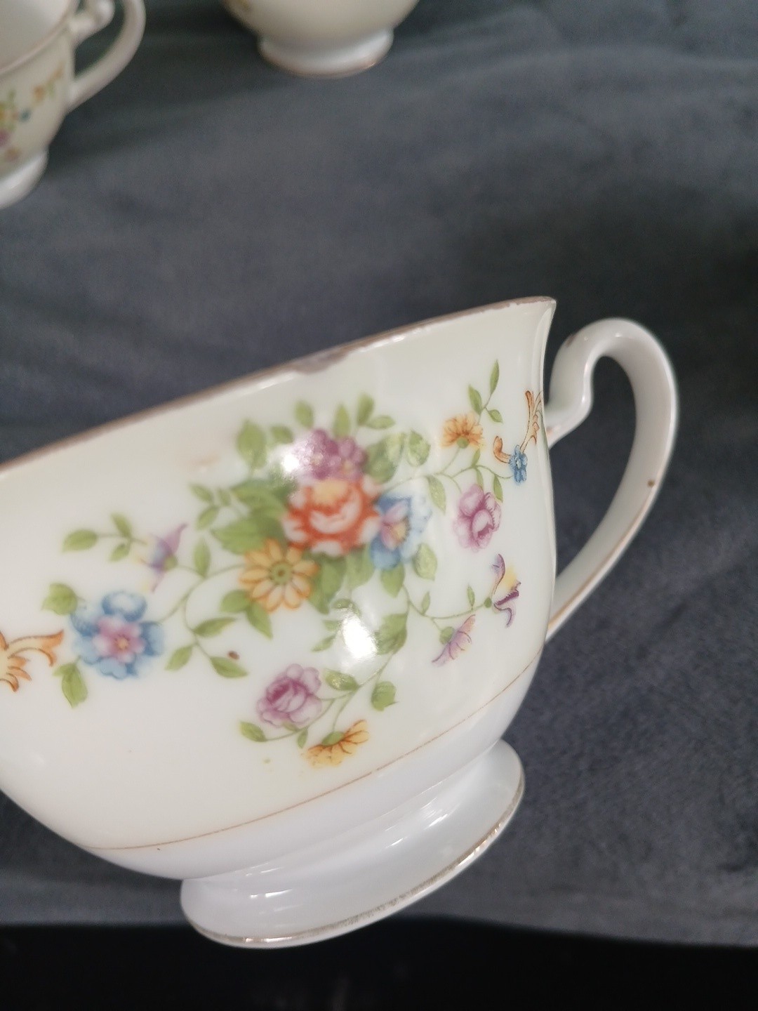 Set Of 4 Teacups & Saucers National China Japan Patricia Floral