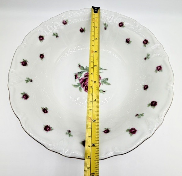 Treasure Chest Bavaria China First Love Serving Bowl 9.5″ Pink Rose Gold Trim
