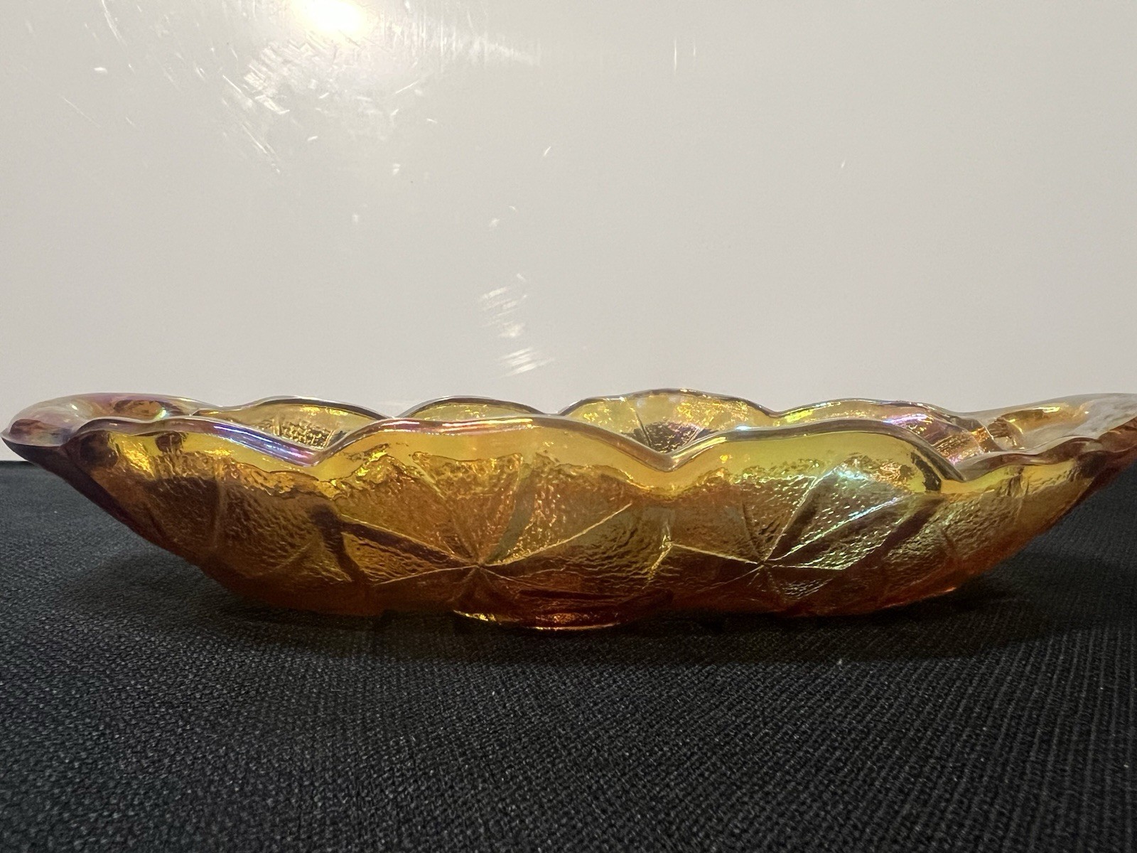 Vintage Indiana Glass Marigold Carnival Glass Celery Relish Bowl Dish