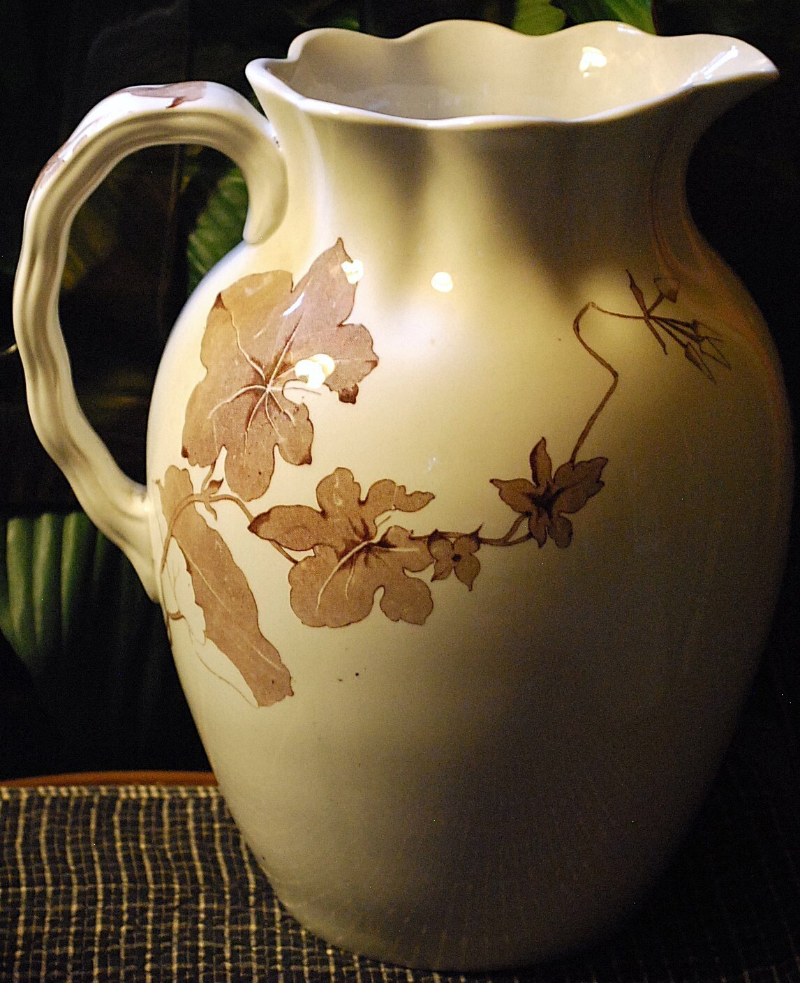 Antique ‘BETA’ Victorian Water Pitcher FURNIVALS IRONSTONE TRANSFERWARE POTTERY