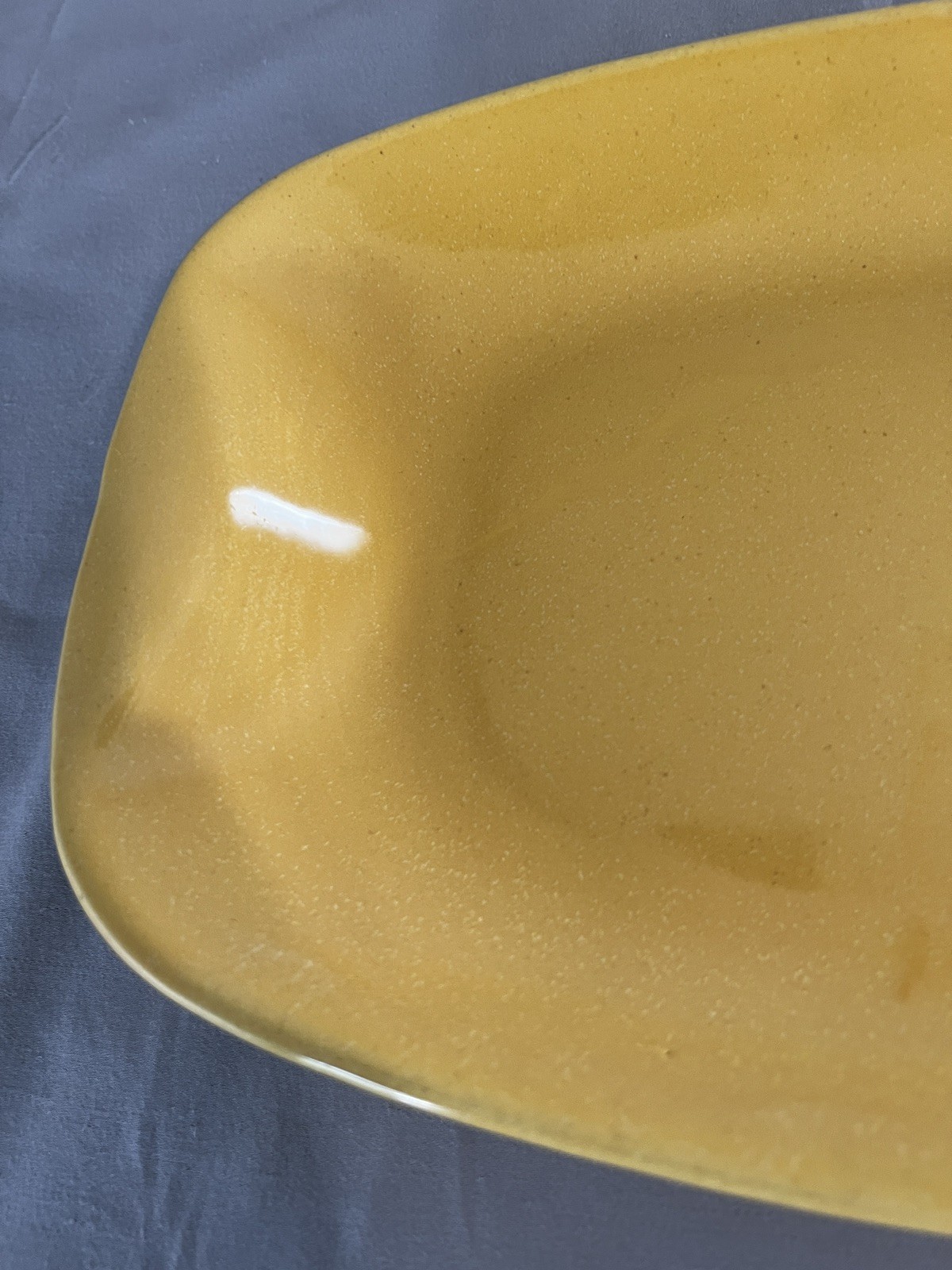 Vintage La Solana Pottery Ware Mustard Yellow 13″ Serving Tray Minimalist Style