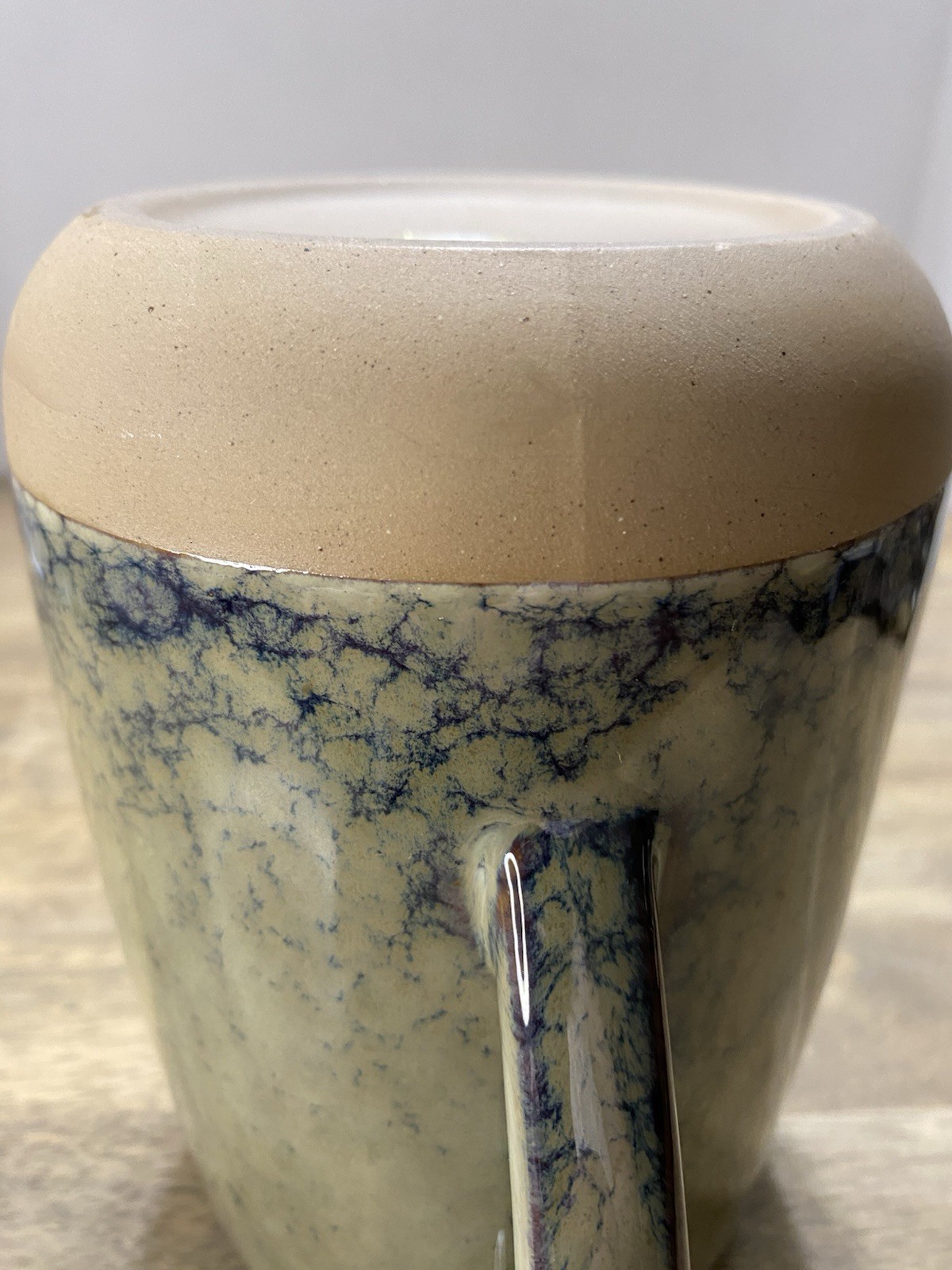 Vintage Teleflora Gifts Pottery Pitcher Beautiful Olive Green And Blue Glazed