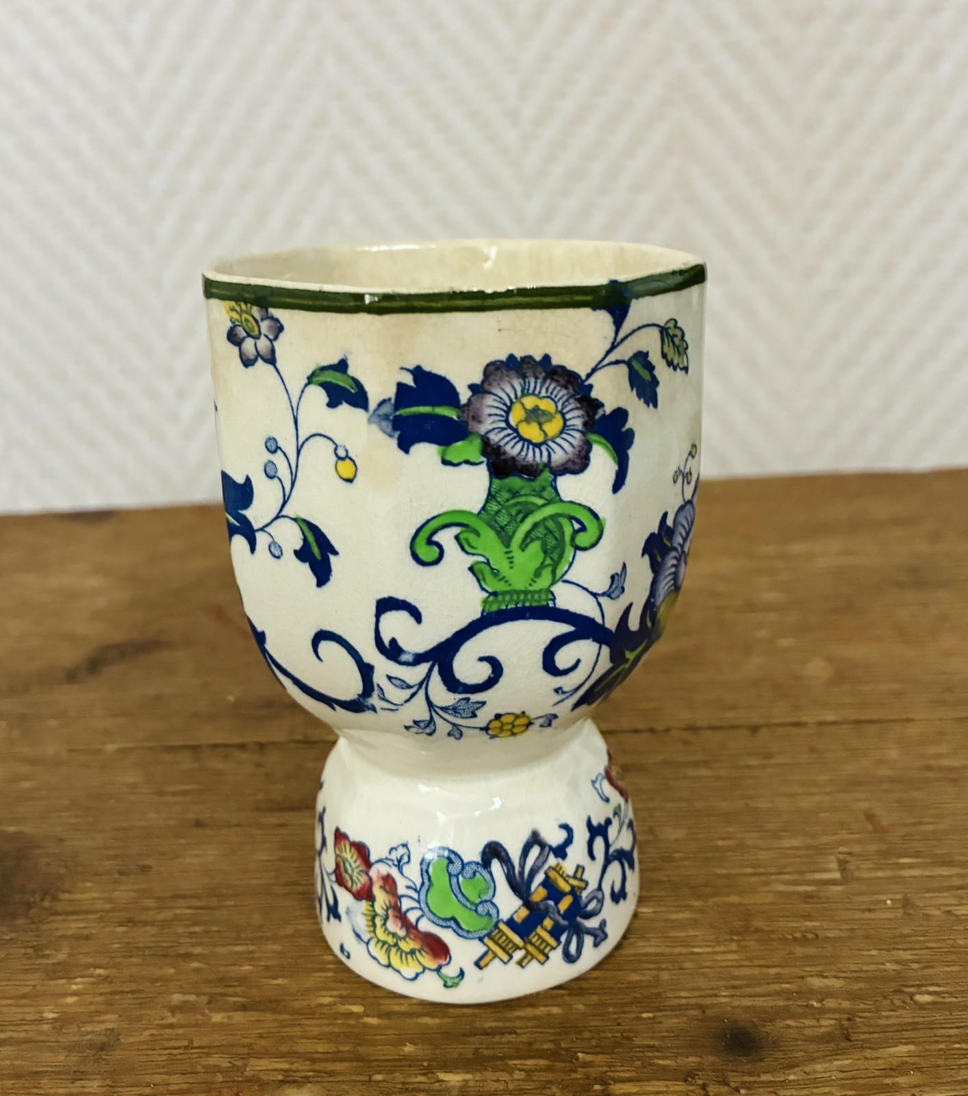 Antique Royal Doulton Burslem NANKIN Floral Porcelain Double egg Cup England
