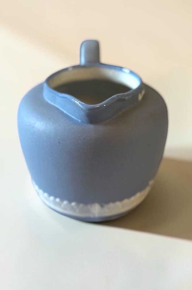 Vintage Jasperware Style Pale Blue Classical Relief England Style Cream Pitcher