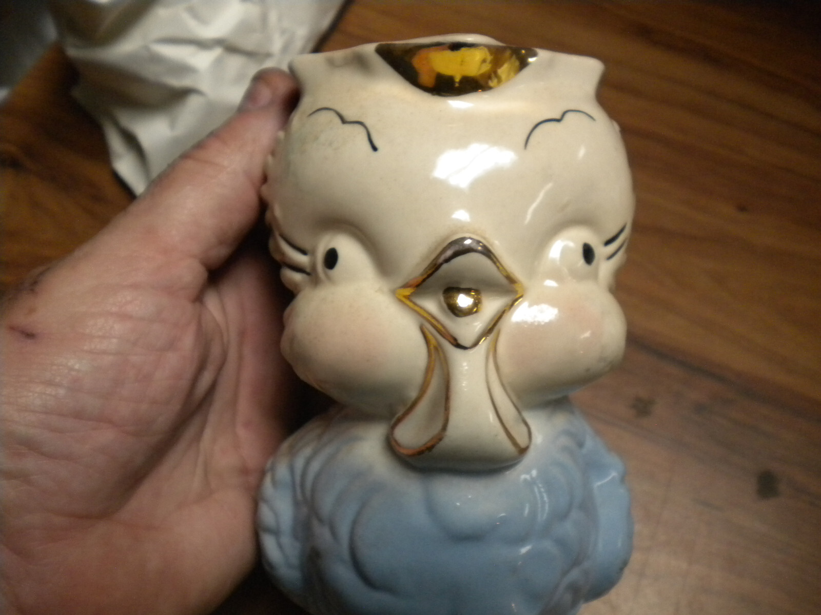 Vintage Shawnee Pottery Ugly Chicken Bird Pitcher American Bisque , see picture
