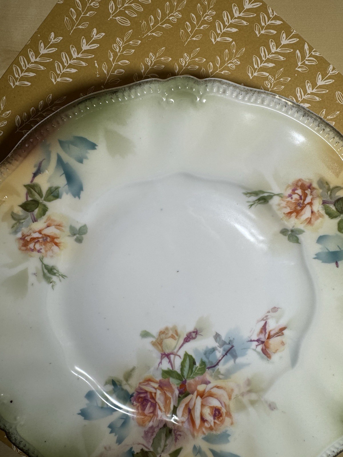 RS Prussia Handled Cake Plate Pierced Handles Scalloped Edge Beaded Trim