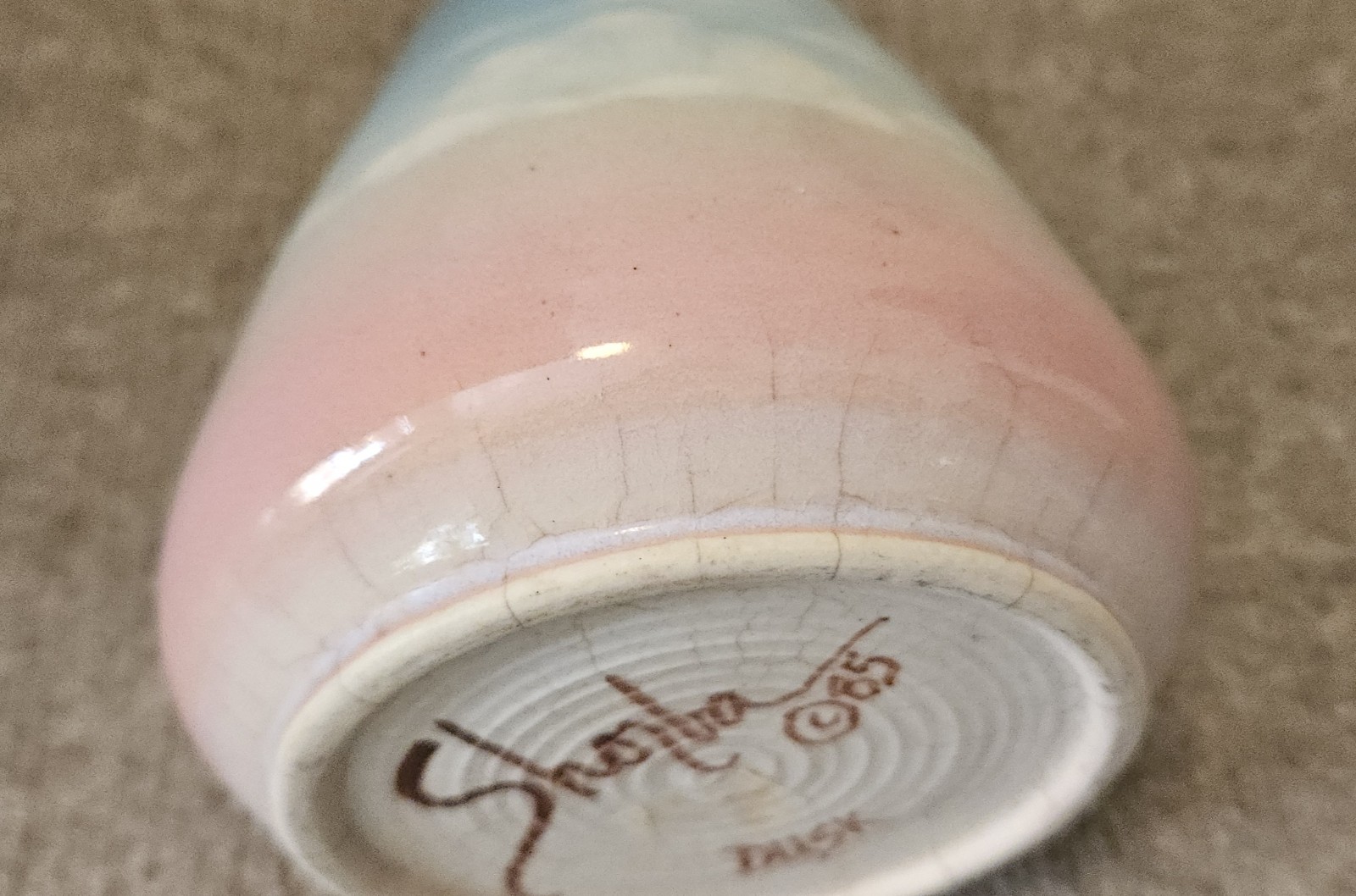 Pye In The Sky Pottery Pitcher Signed Shorba 1985 Dusk Marked Signed 9″
