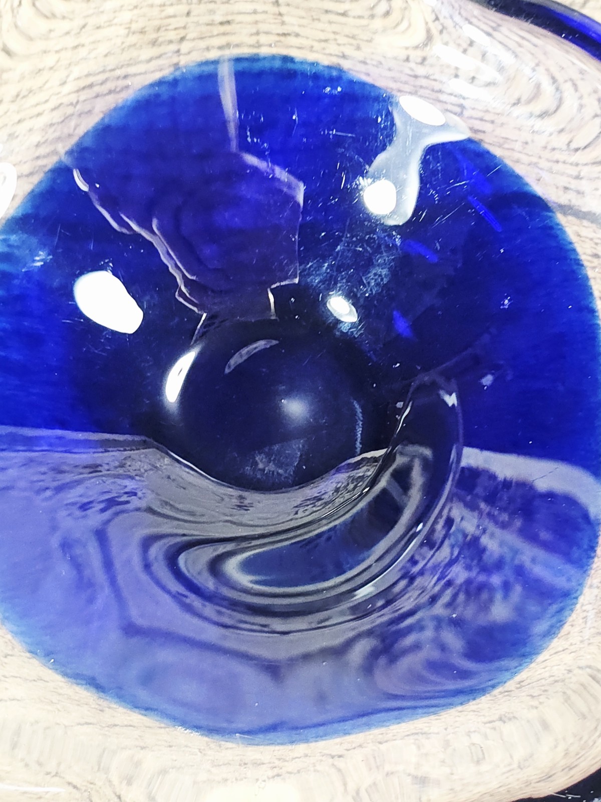 VTG Scandinavian Cobalt & Clear Candy Dish, 2″ Tall X 6″ Diameter