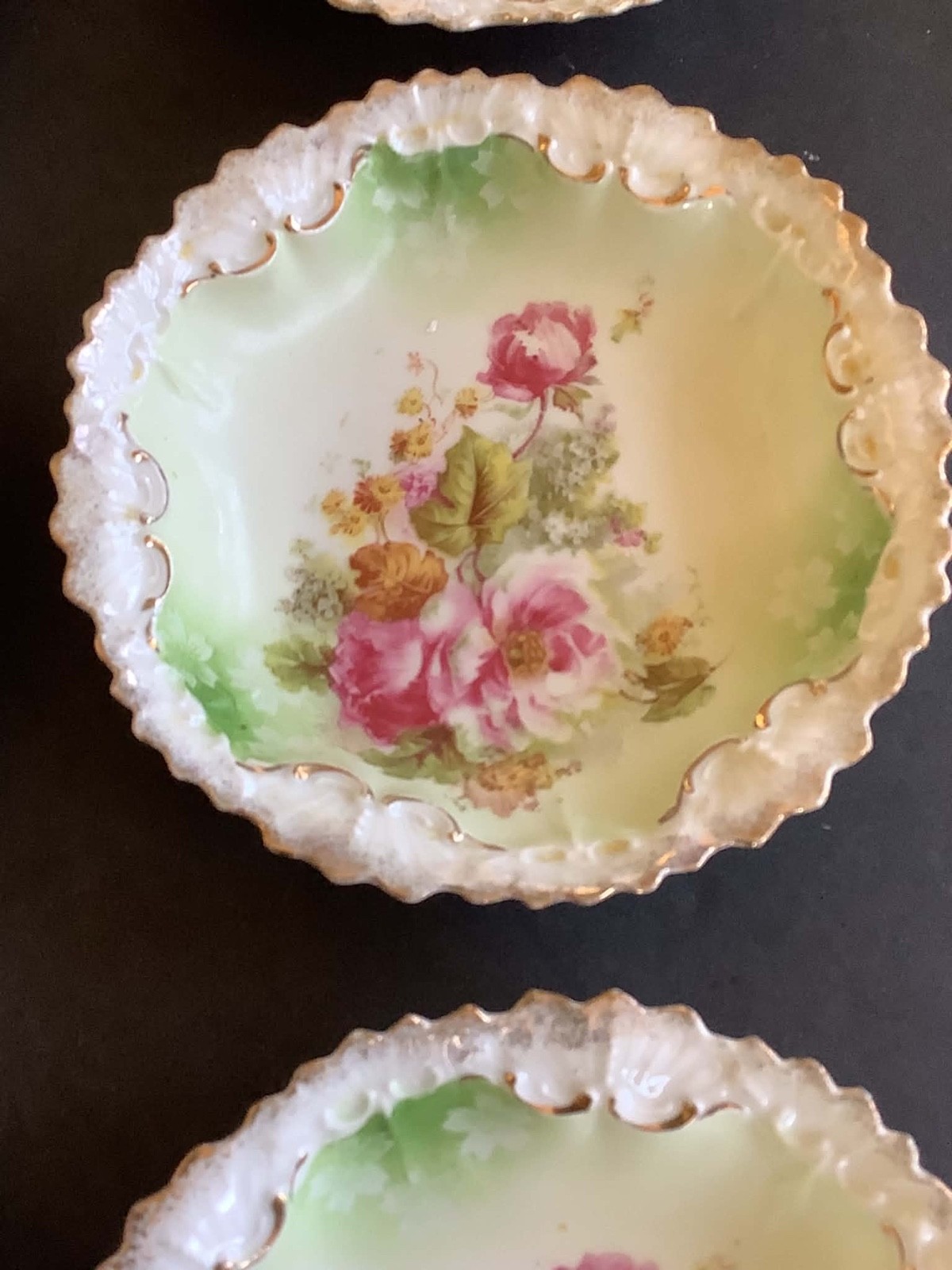 RS Prussia Antique 5″ Porcelain Serving Bowls Featuring Lovely Rose Motif No Dmg