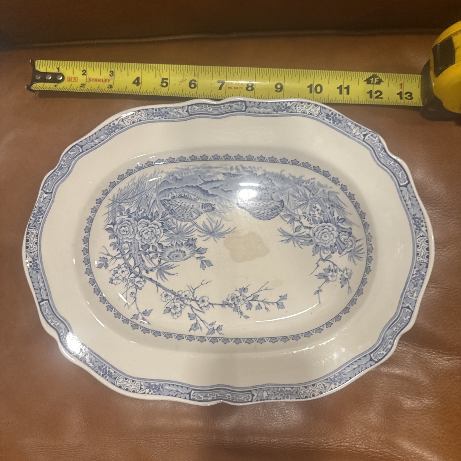 7 LOT Furnivals Blue Quail (4)Soup Bowls (2)Bread Plates (1) Platter oval