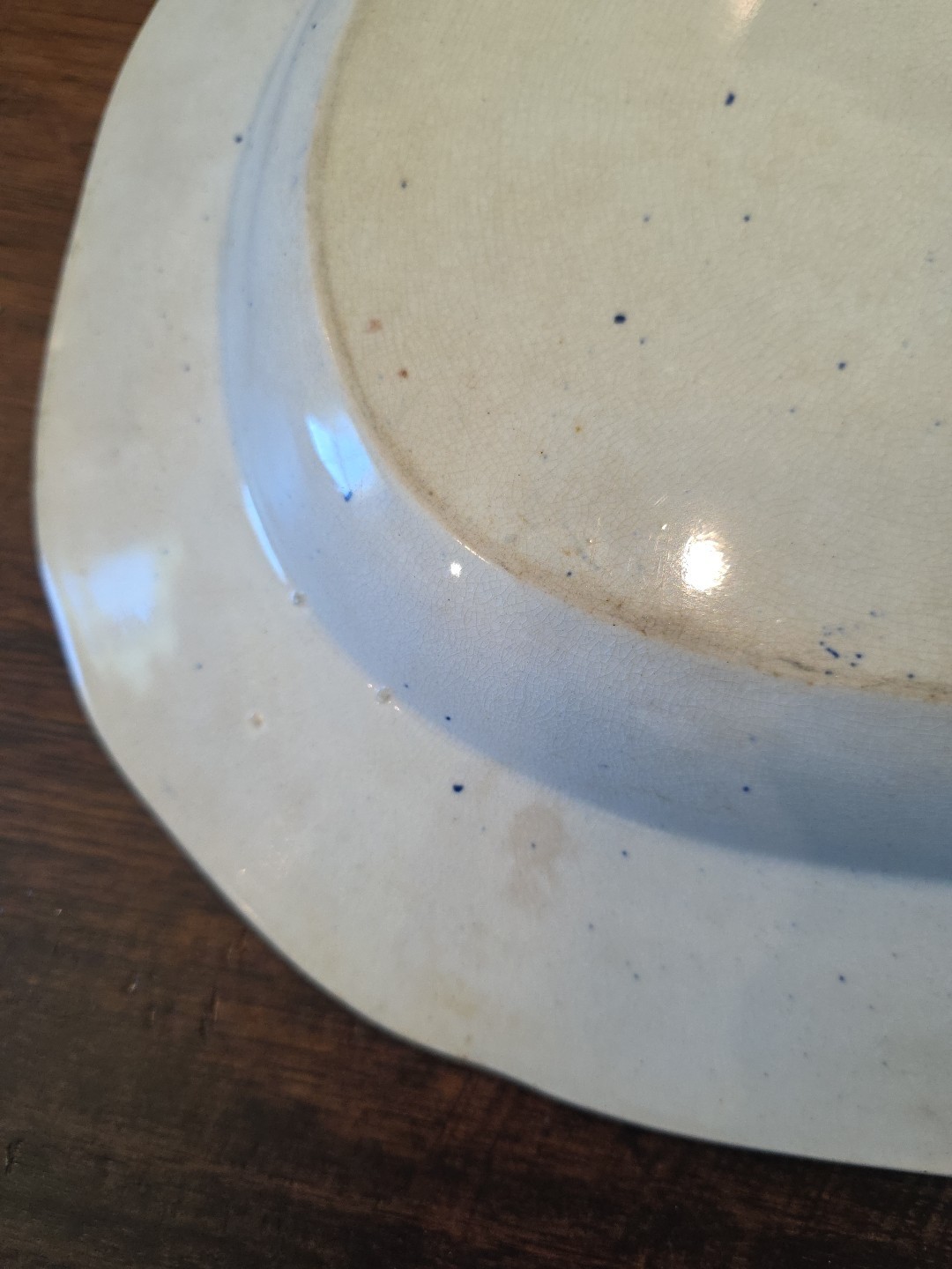 Blue Willow Oval 15.5 X 12.5In Oval Platter Very Old Plate imperfections