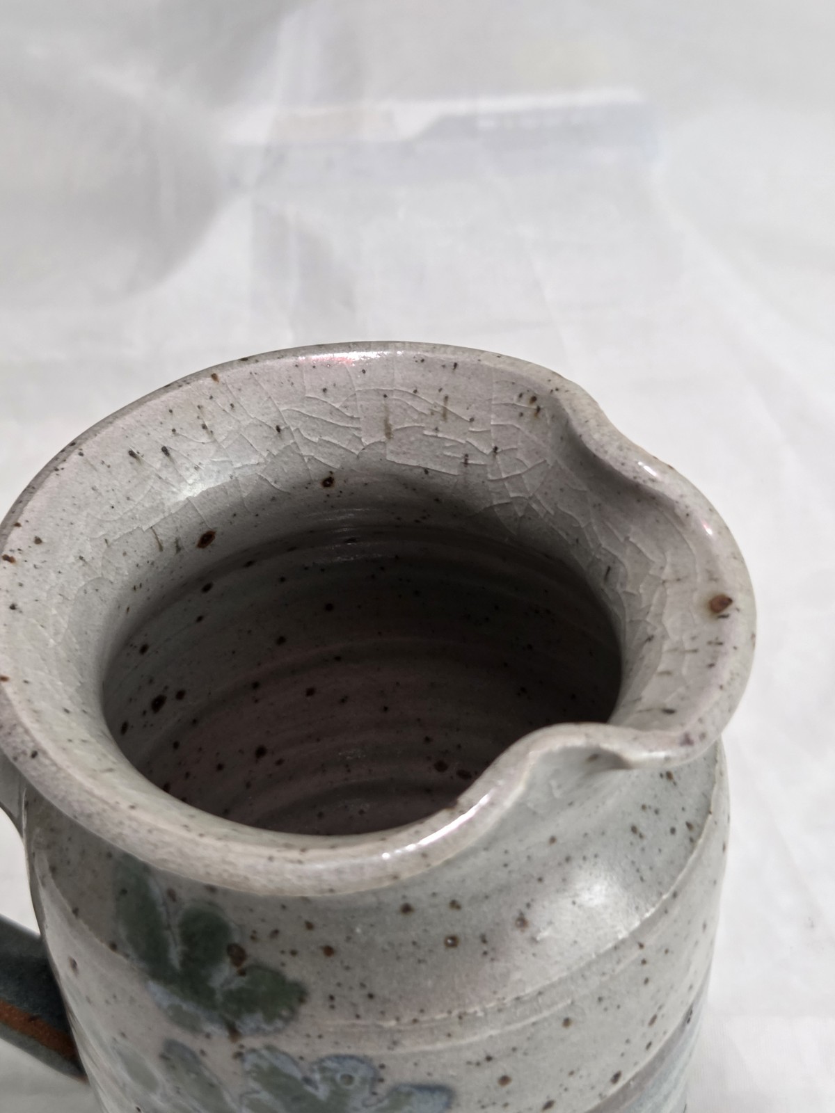 Vintage STUDIO Art Hand Painted, Hand Crafted Drip Glaze Stoneware Pitcher.