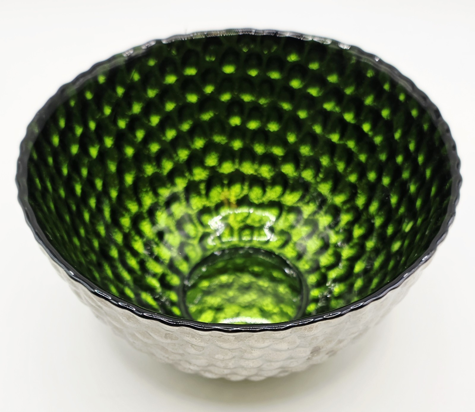 Vintage Textured Art Glass Dessert Bowls Lot of 3 Blue Green Purple