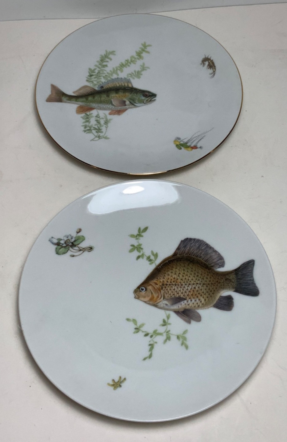 Set of 2 Vintage Bareuther Waldsassen Germany Fish Salad Plates 7.75 in.