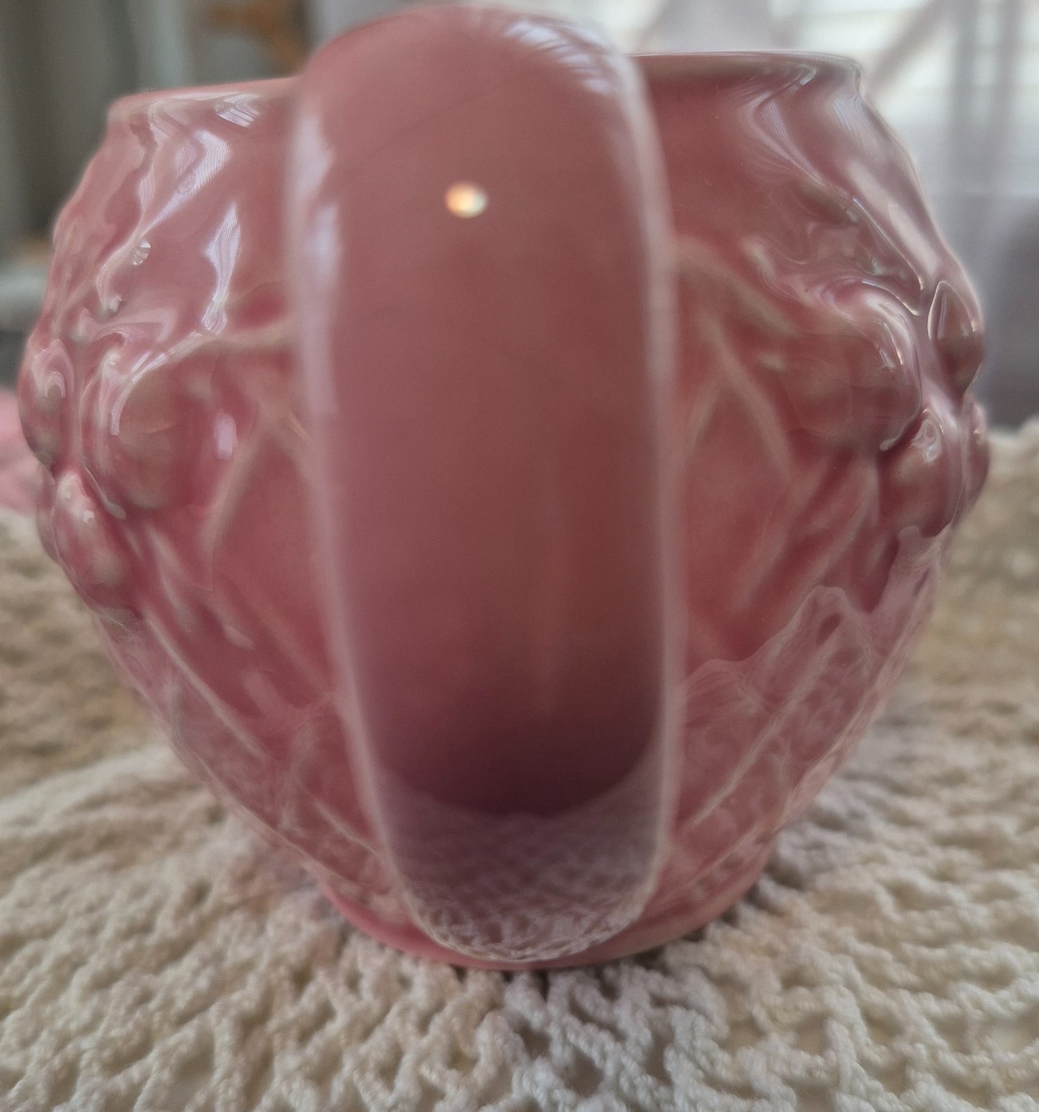 Wade glazed ceramic Pink Fruit Basket Creamer and Sugar Bowl with lid