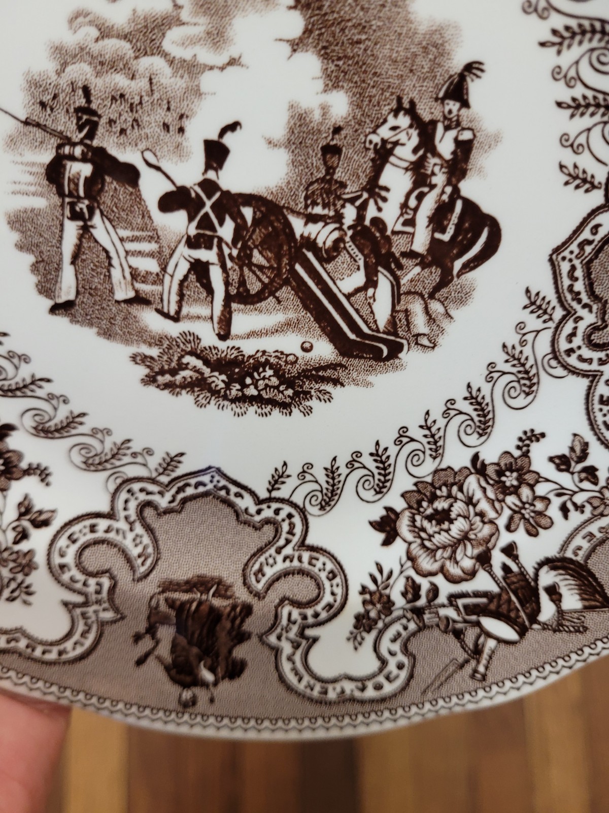 Vtg. Spode Texian Campaigne Plate Brown White Ceramic England Round 8in