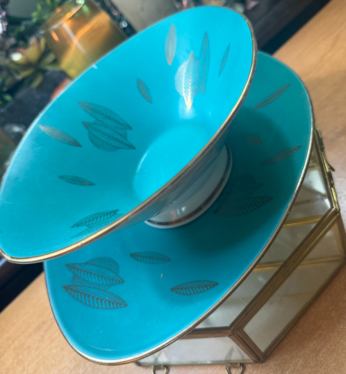 Vintage. MCM, Bareuther Bavaria Home Decor Bowl and Tray, Turquoise, **READ**