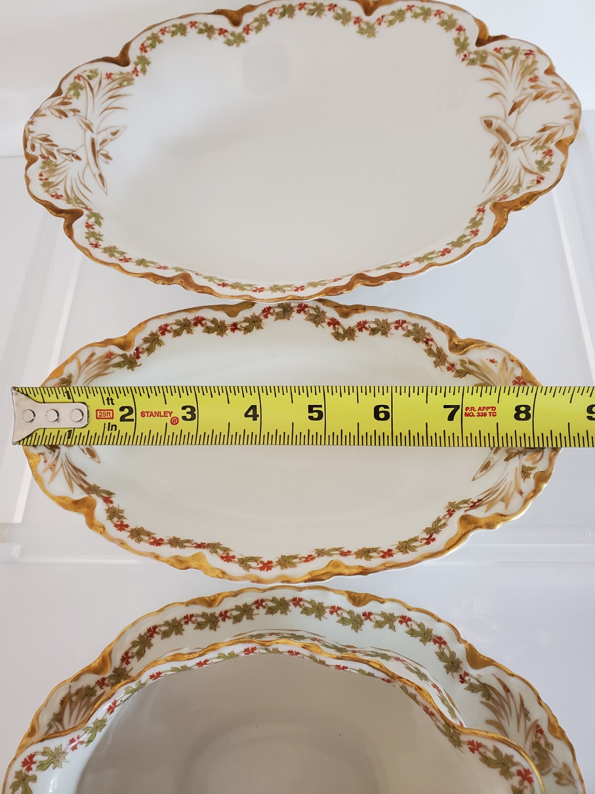 Haviland Limoges 3 Pcs Set w/ Gravy boat & 2 Bowls Floral Band Gilt Trim